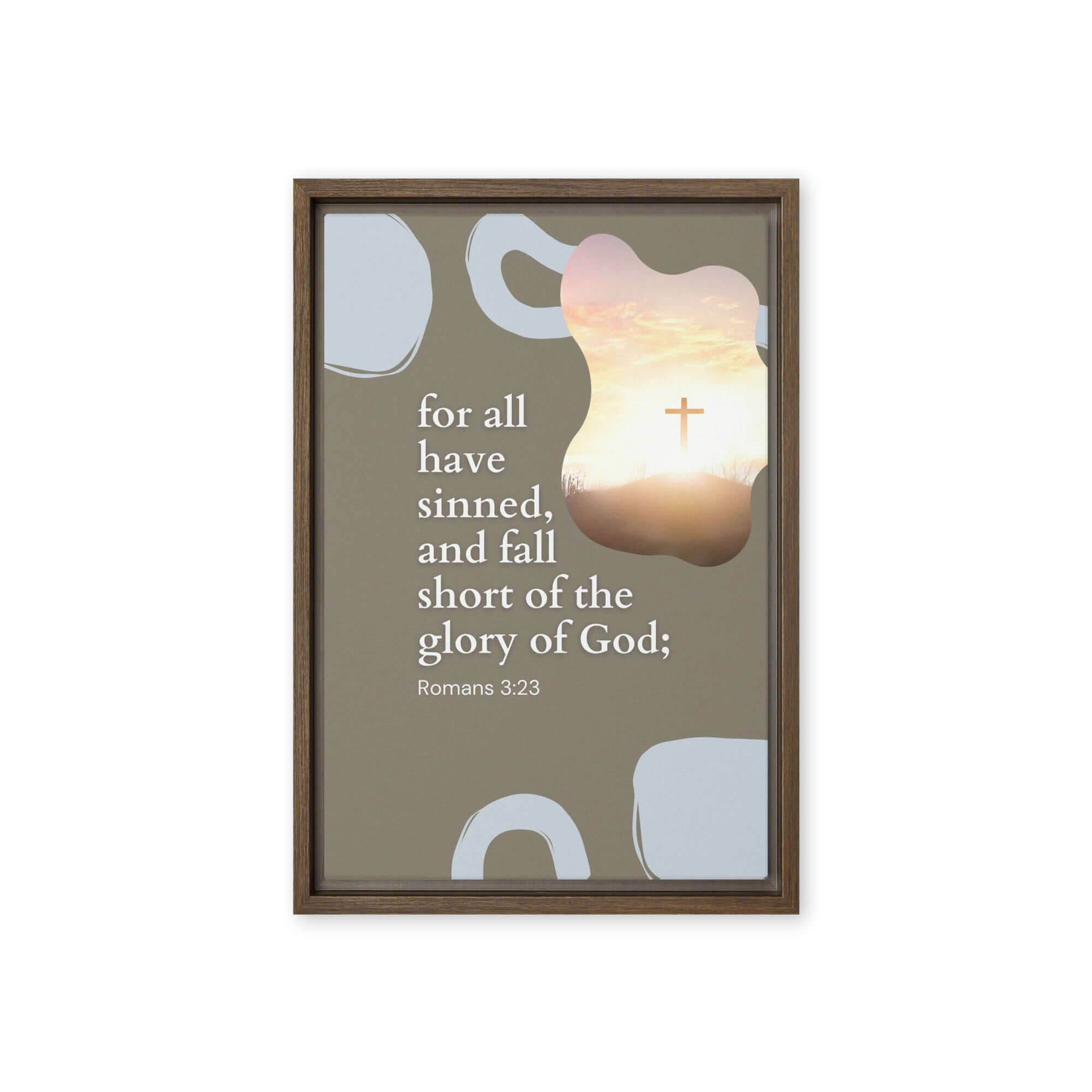 Romans 3:23 Bible Verse, the glory Framed Canvas Print Wall Art Brown 12″×18″