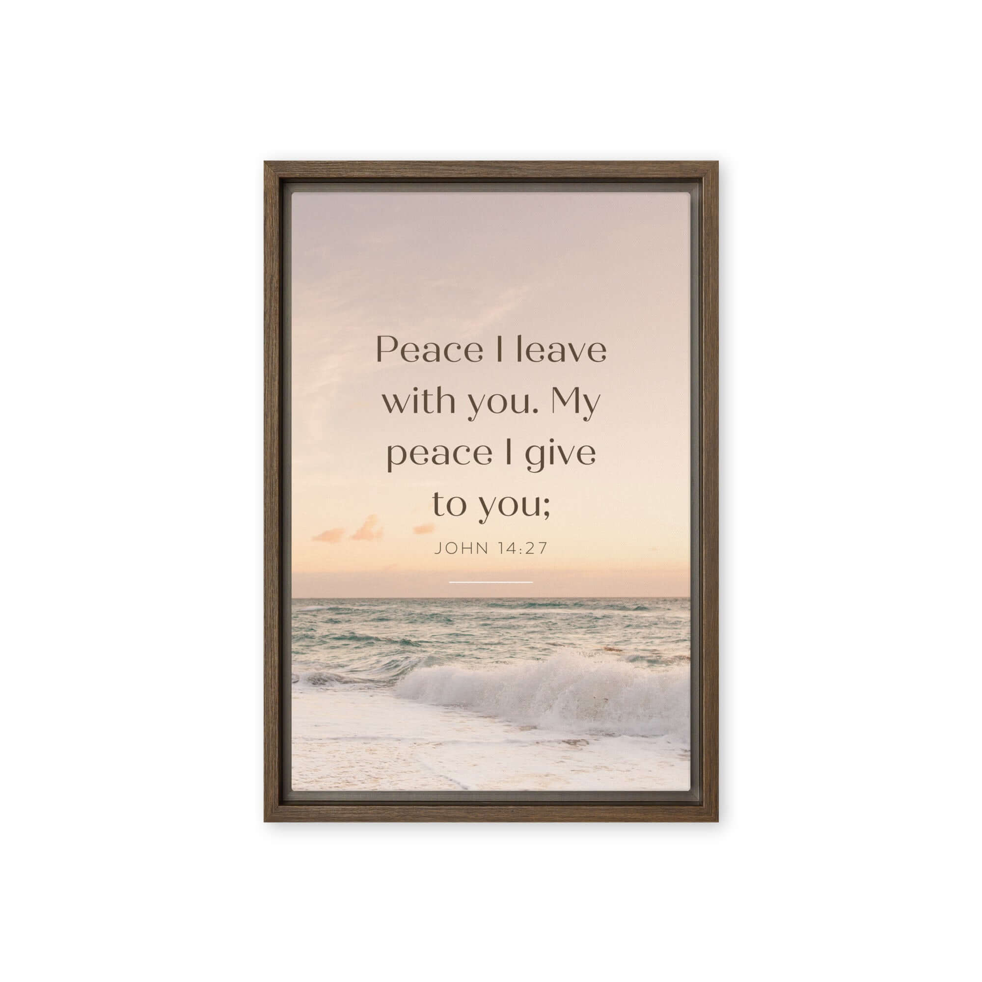 John 14:27 Bible Verse, not as the Framed Canvas Print Wall Art Brown 12″×18″