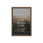 James 4:8 Bible Verse, Cleanse your Framed Canvas Print Wall Art Brown 12″×18″