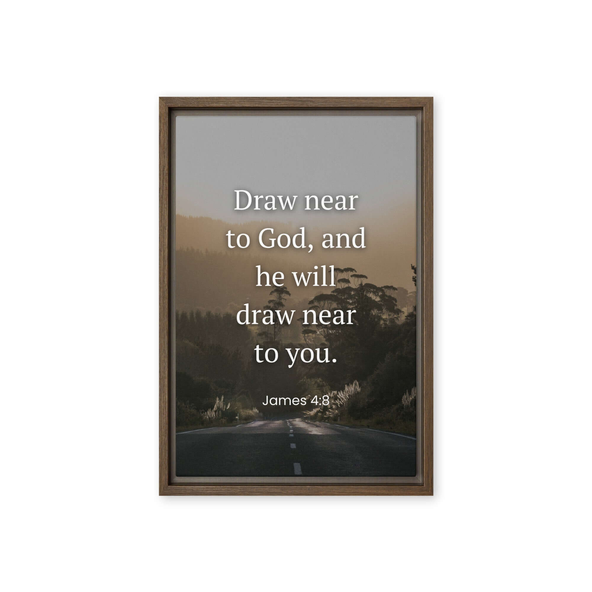 James 4:8 Bible Verse, Cleanse your Framed Canvas Print Wall Art Brown 12″×18″