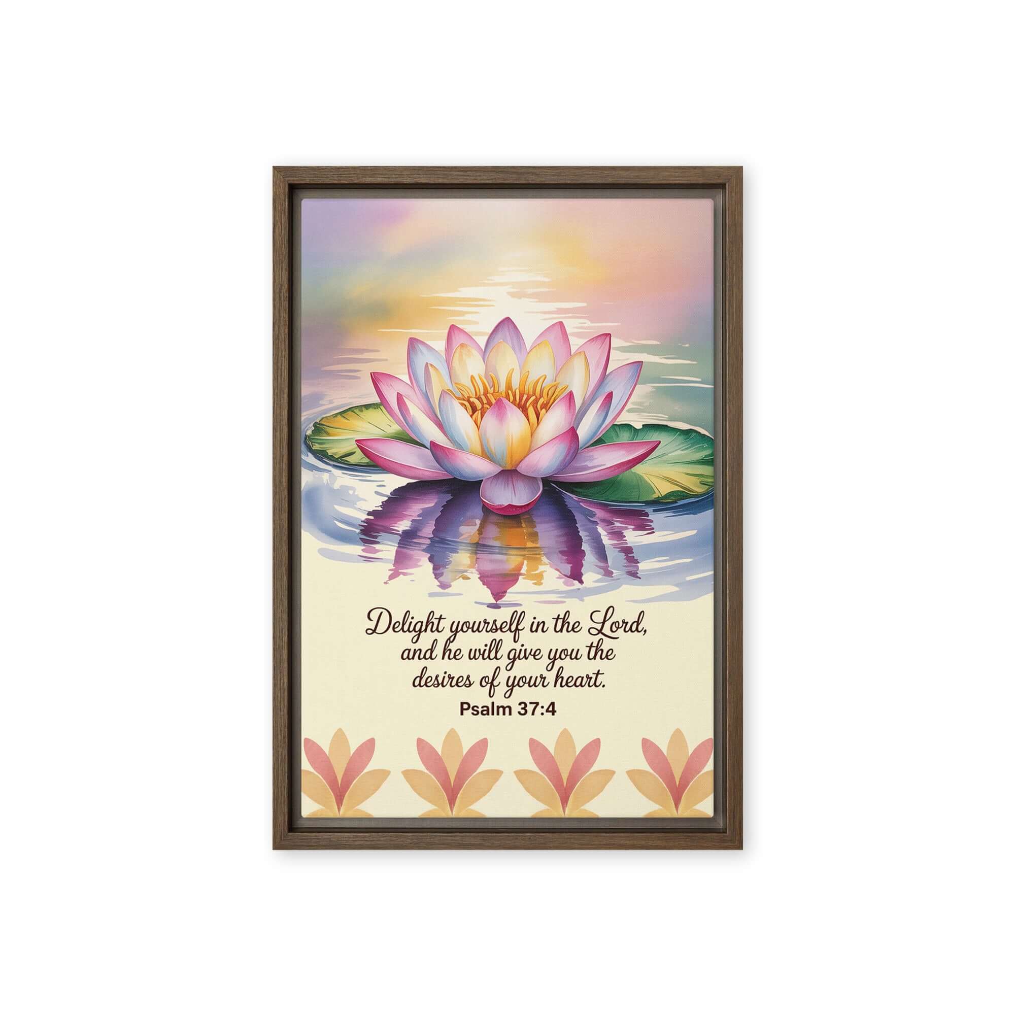 Psalm 37:4 Bible Verse, the Lord Framed Canvas Brown 12″×18″