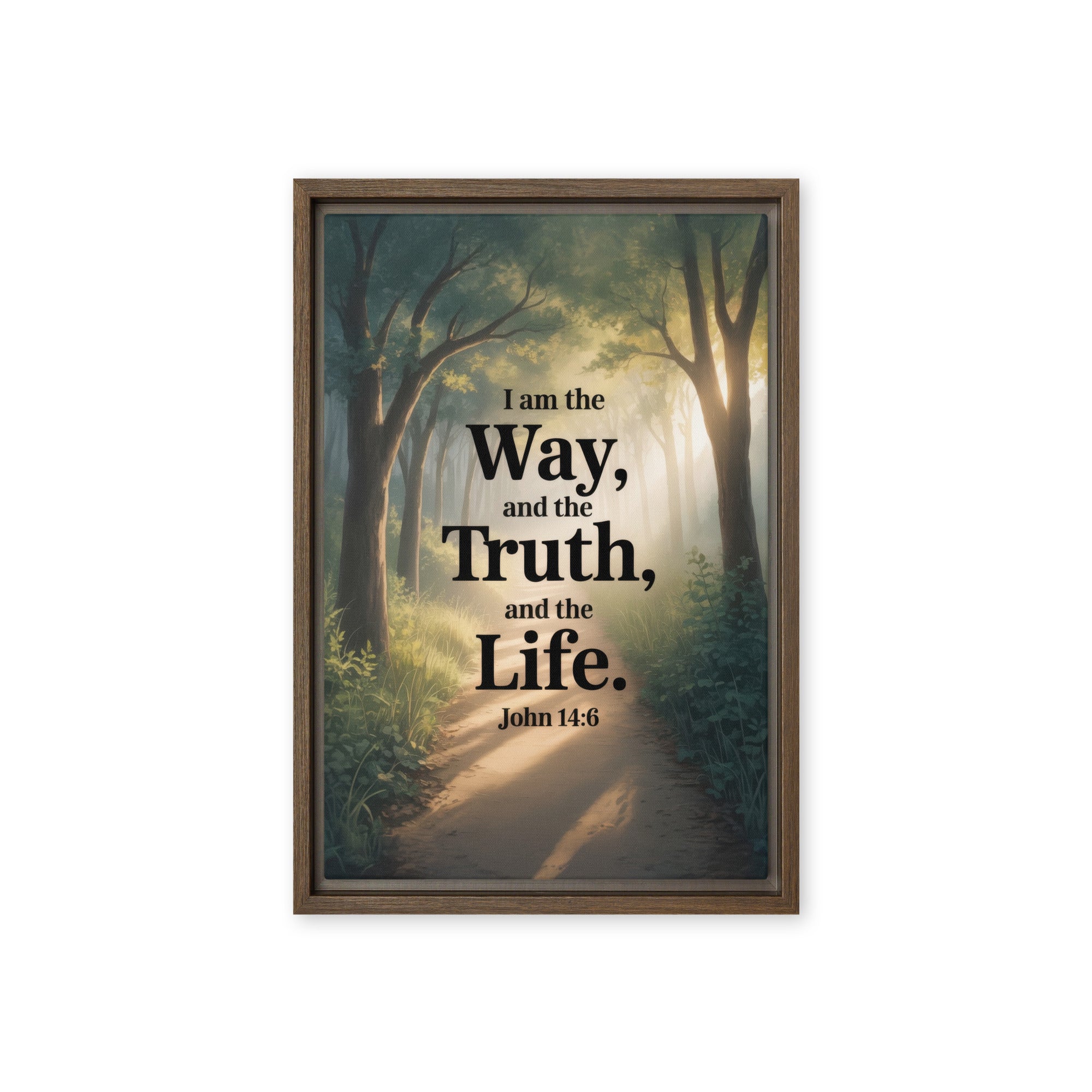 John 14:6 Bible Verse The Life Framed Canvas Brown 12″×18″