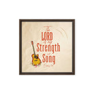 Exodus 15:2 Bible Verse, The LORD is my strength Framed Canvas Print Wall Art Brown 16″×16″