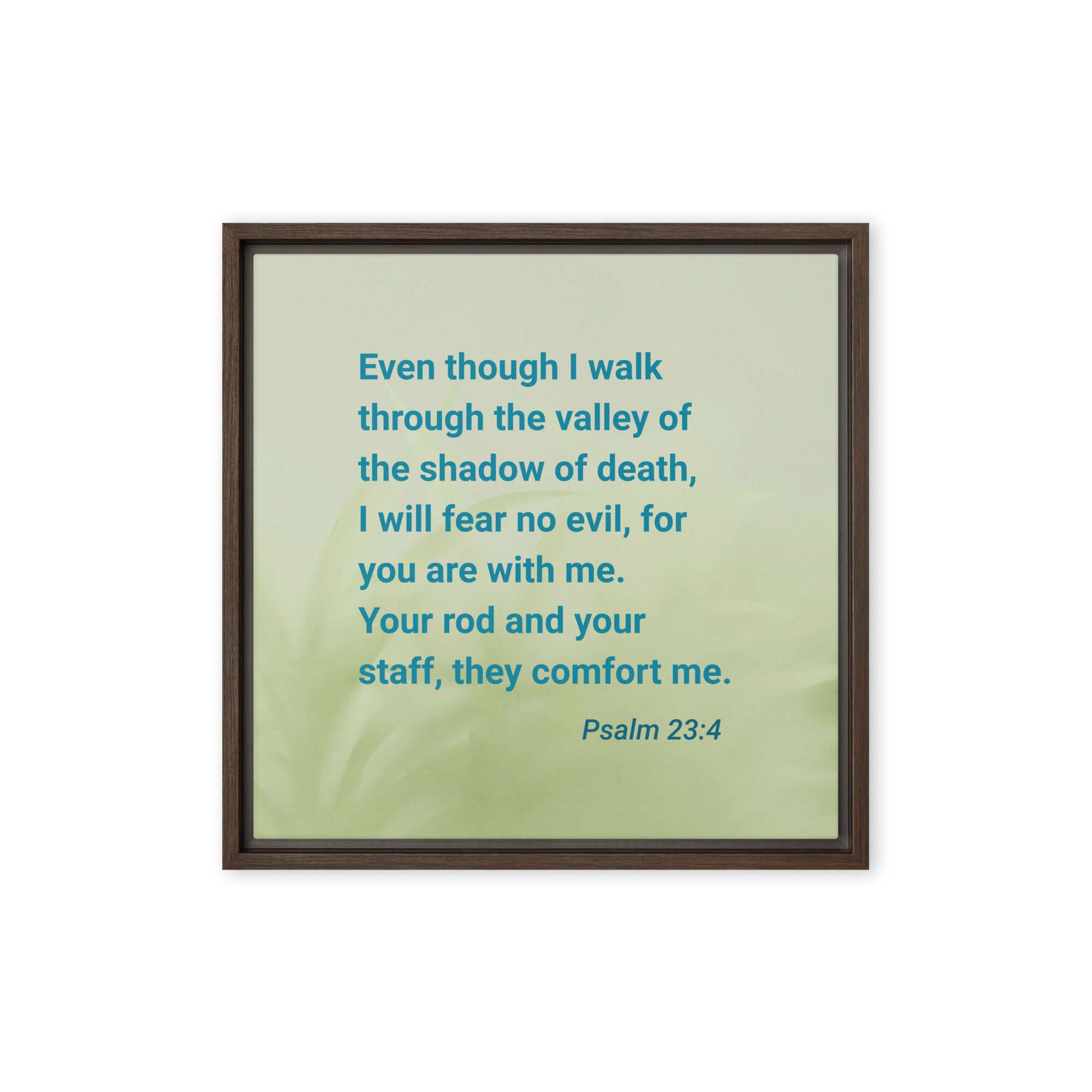 Psalm 23:4 Bible Verse, fear no evil Framed Canvas Print Wall Art Brown 16″×16″