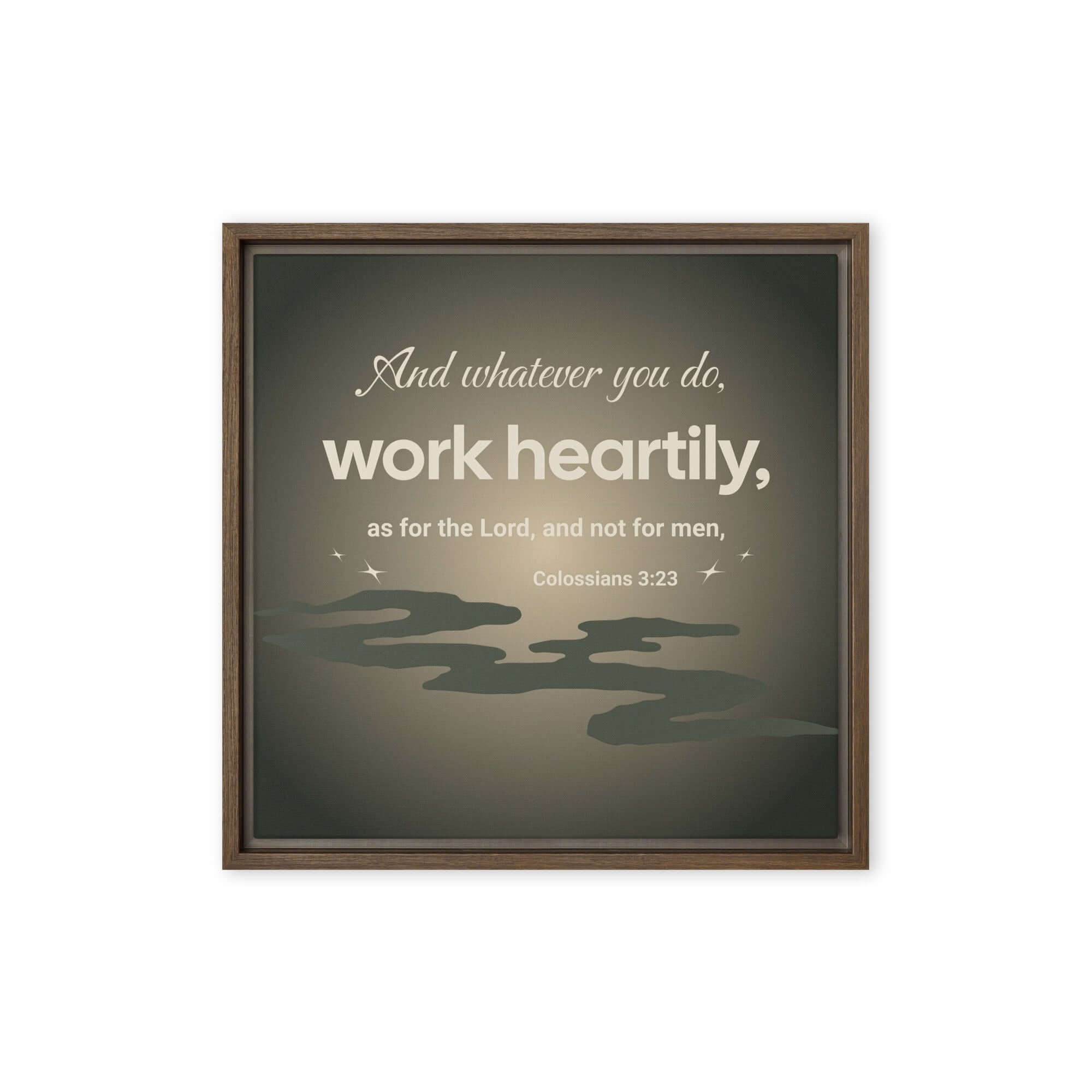 Colossians 3:23 Bible Verse, as for the Lord Framed Canvas Print Wall Art Brown 16″×16″