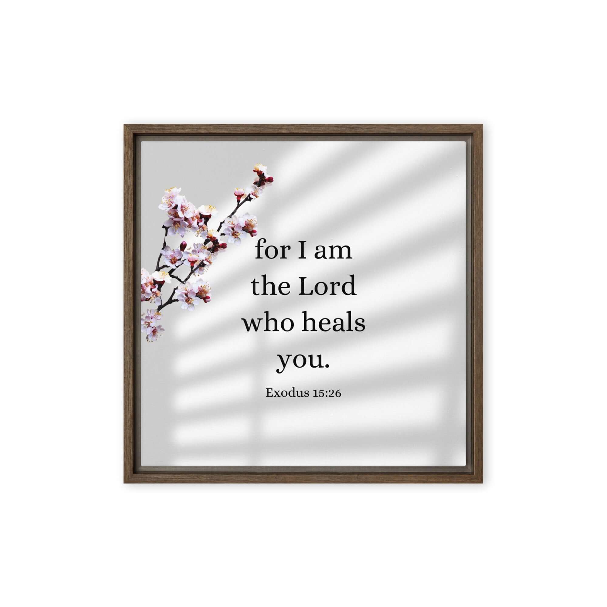 Exodus 15:26 Bible Verse, diligently listen Framed Canvas Print Wall Art Brown 16″×16″