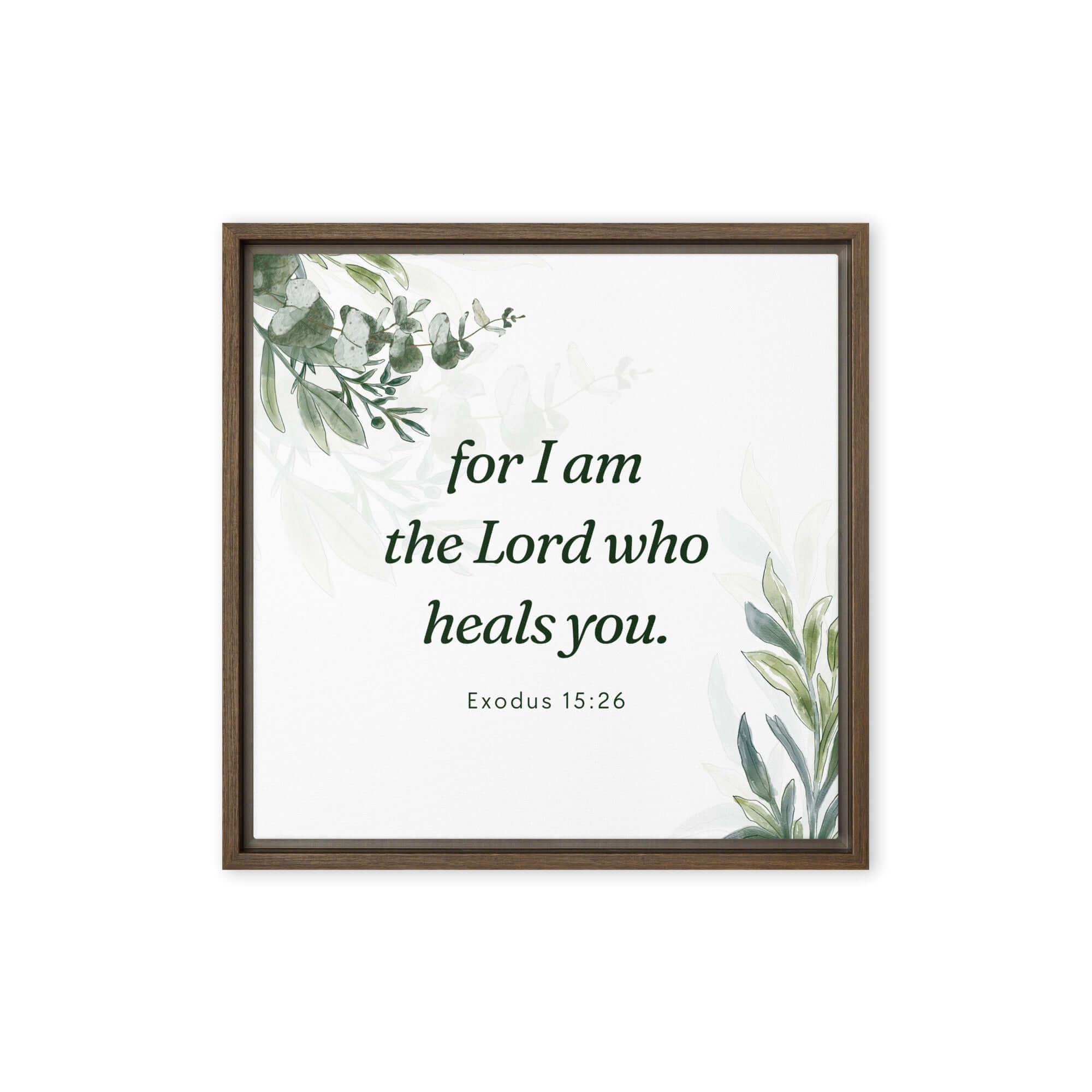 Exodus 15:26 Bible Verse, Gods voice Framed Canvas Print Wall Art Brown 16″×16″