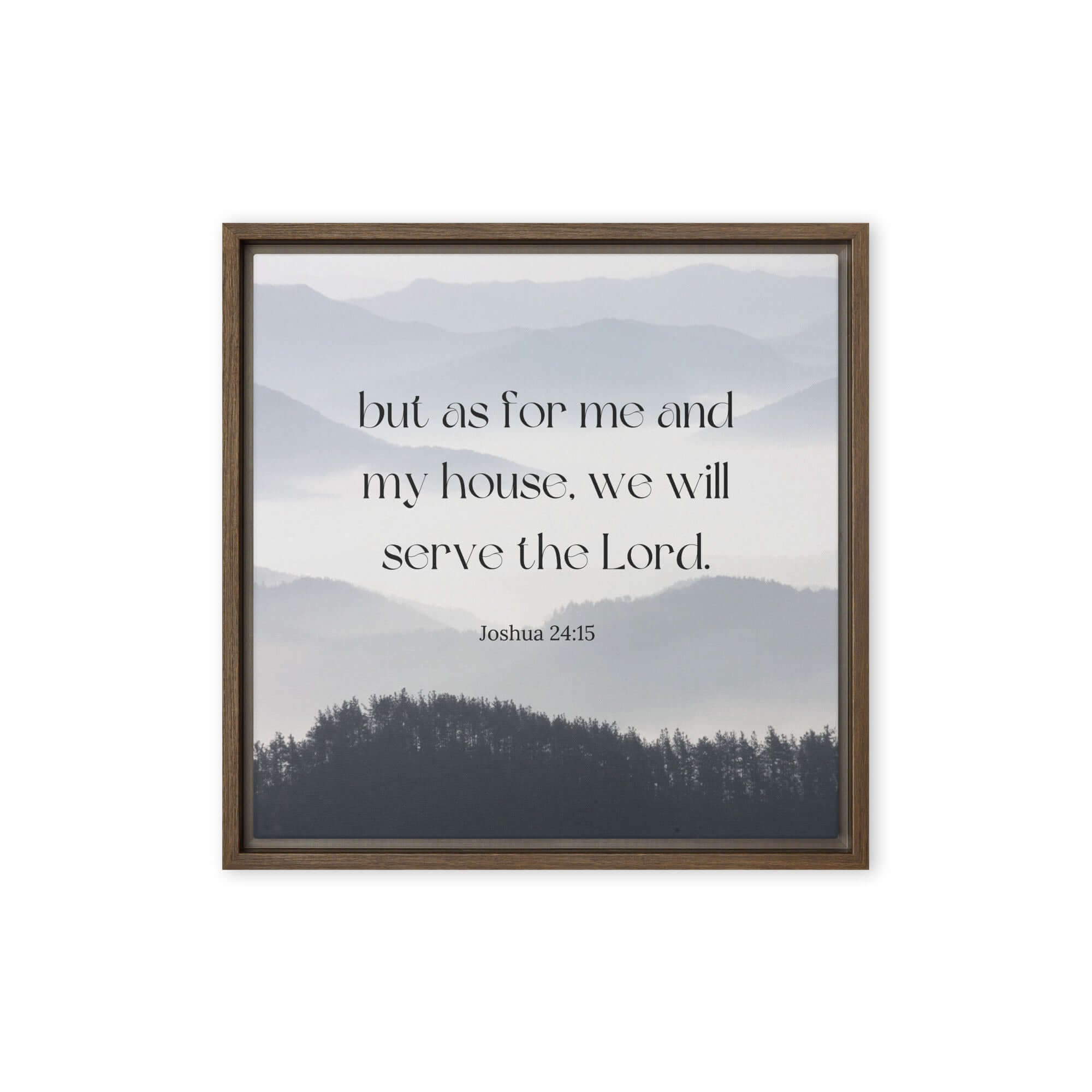 Joshua 24:15 Bible Verse, whom you Framed Canvas Print Wall Art Brown 16″×16″