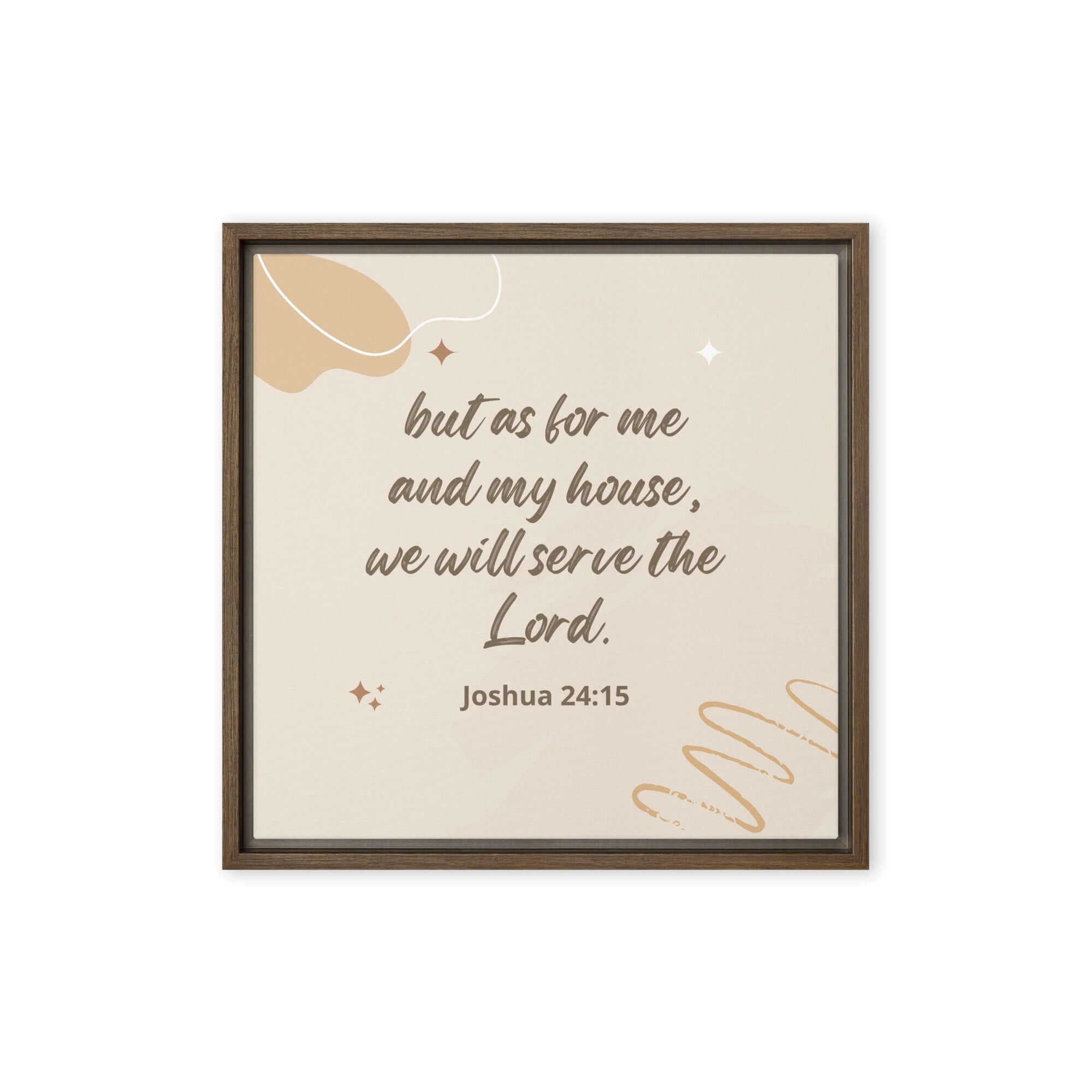 Joshua 24:15 Bible Verse, will serve Framed Canvas Print Wall Art Brown 16″×16″