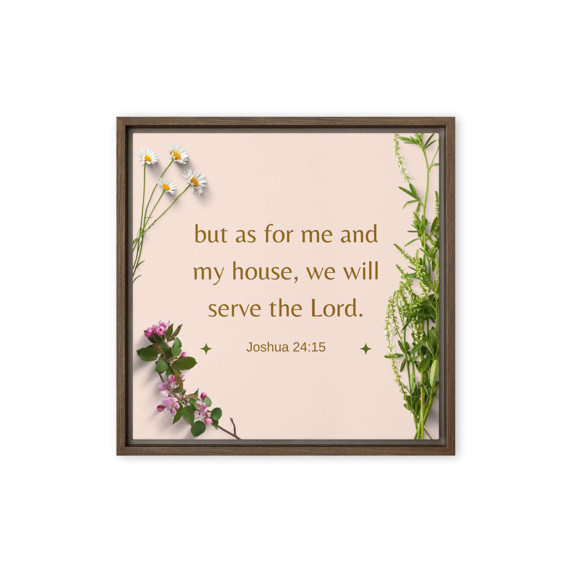 Joshua 24:15 Bible Verse, your fathers Framed Canvas Print Wall Art Brown 16″×16″