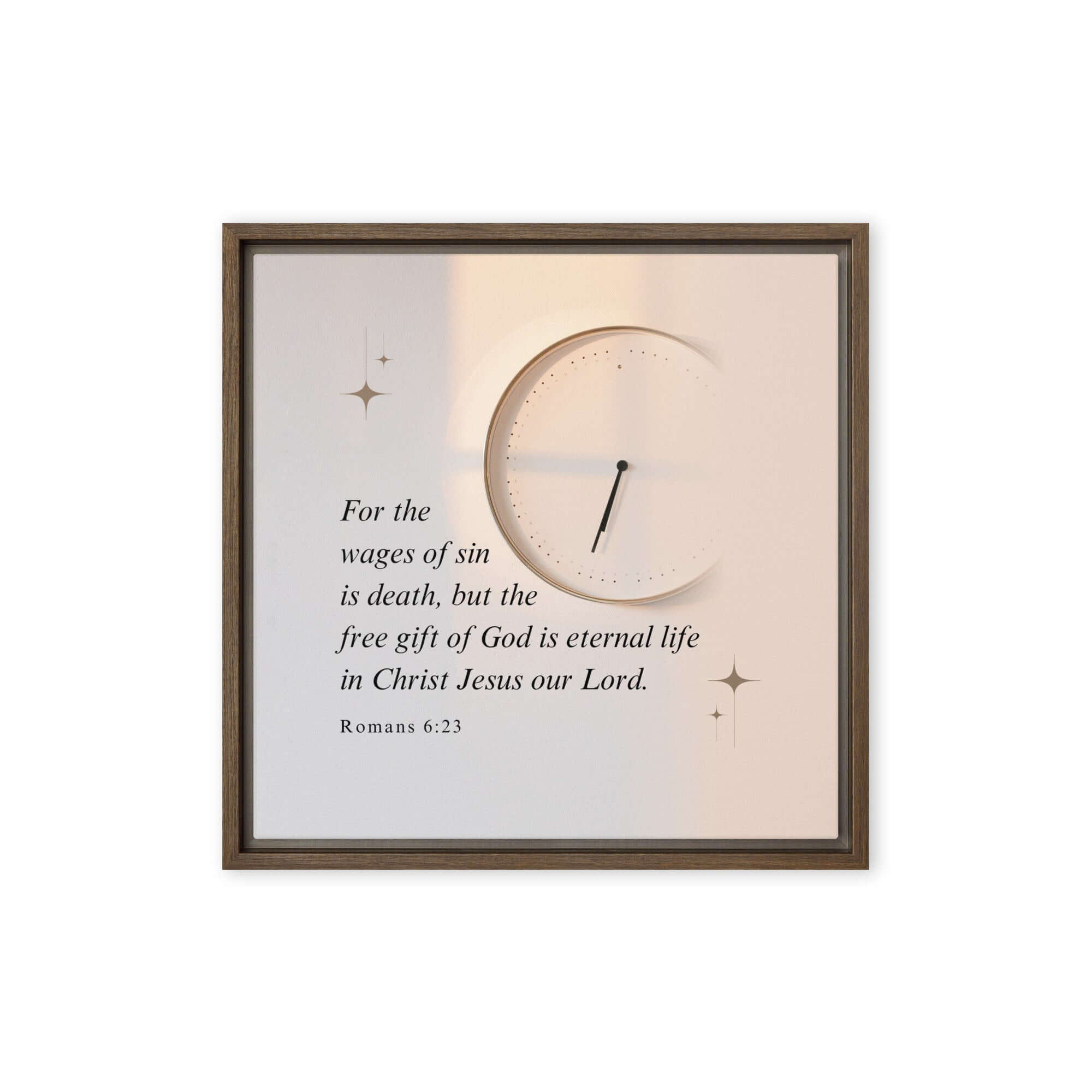 Romans 6:23 Bible Verse, our Lord Framed Canvas Print Wall Art Brown 16″×16″