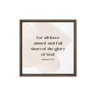 Romans 3:23 Bible Verse, fall short Framed Canvas Print Wall Art Brown 16″×16″