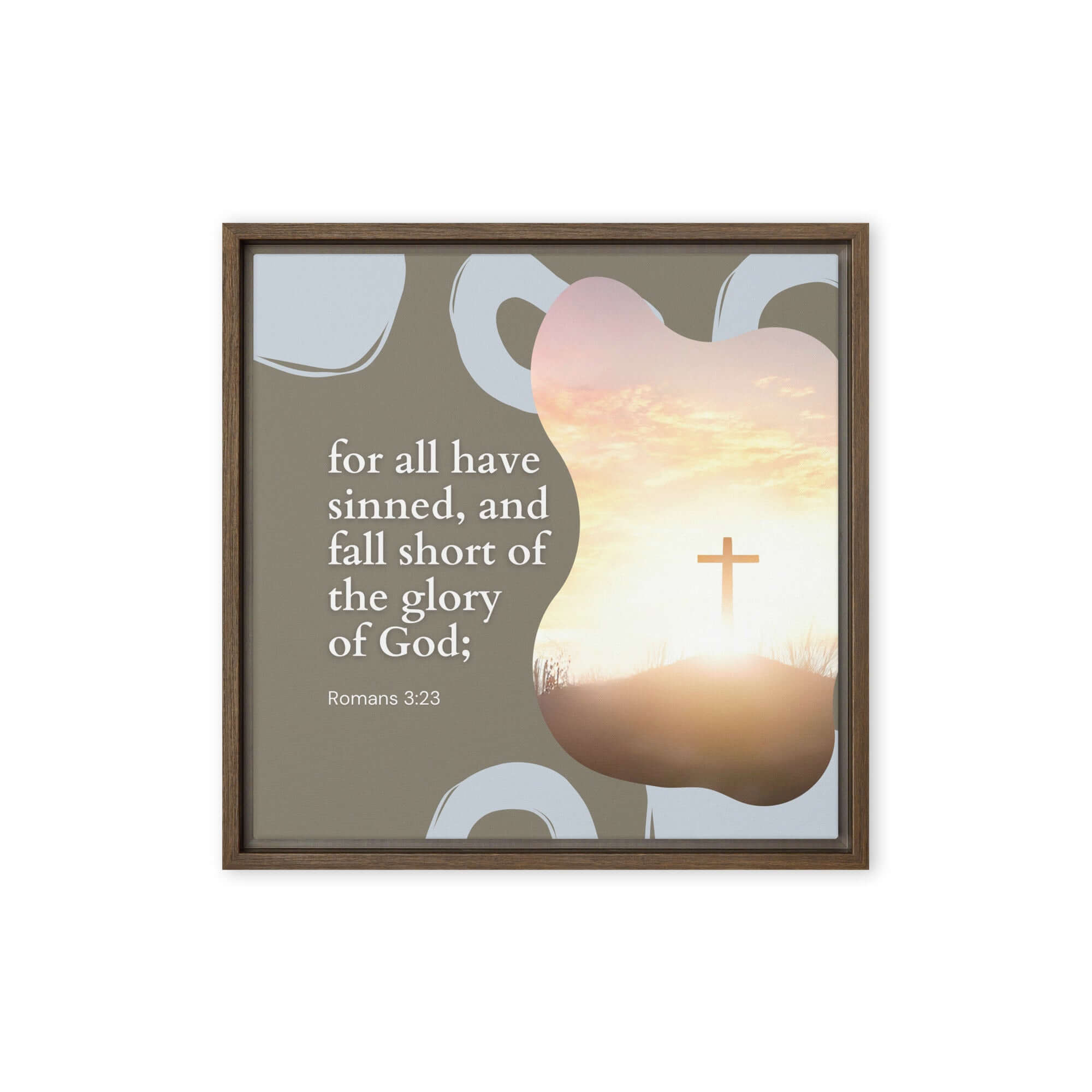 Romans 3:23 Bible Verse, the glory Framed Canvas Print Wall Art Brown 16″×16″