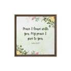 John 14:27 Bible Verse, My peace Framed Canvas Print Wall Art Brown 16″×16″