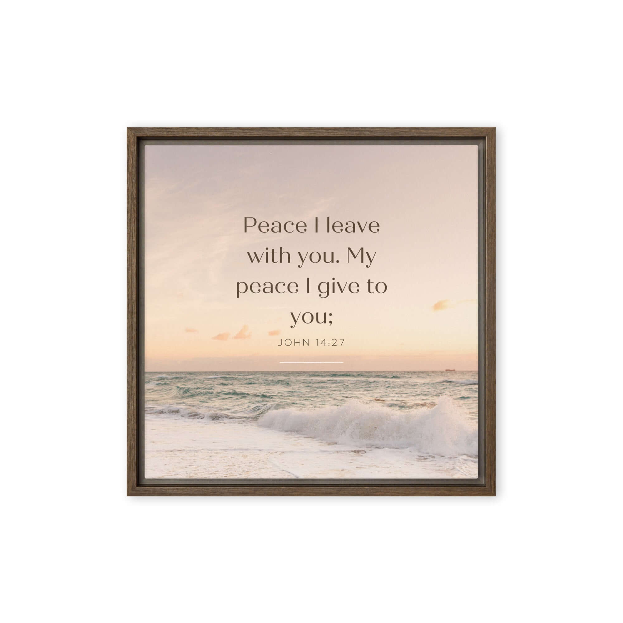 John 14:27 Bible Verse, not as the Framed Canvas Print Wall Art Brown 16″×16″
