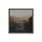 James 4:8 Bible Verse, Cleanse your Framed Canvas Print Wall Art Brown 16″×16″