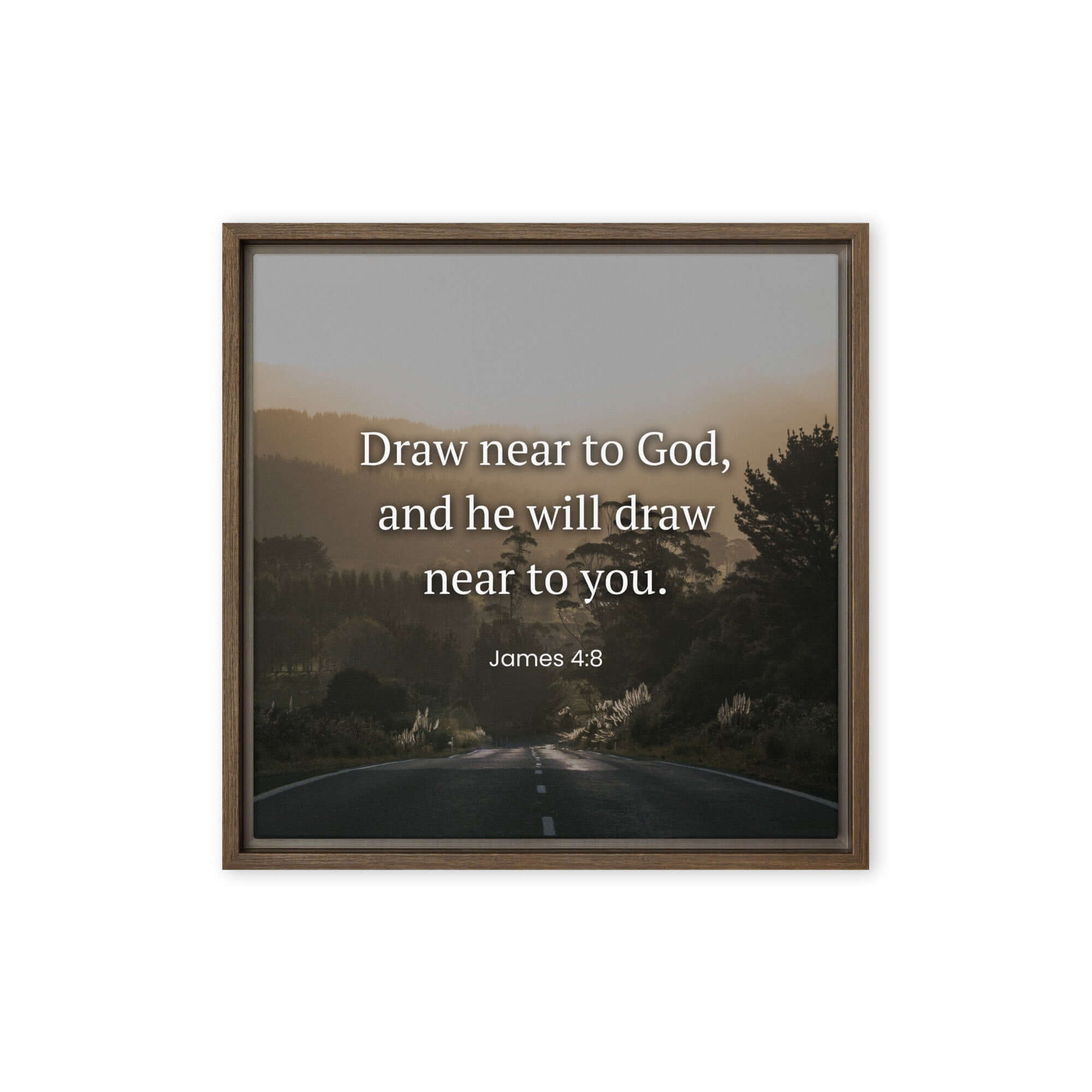 James 4:8 Bible Verse, Cleanse your Framed Canvas Print Wall Art Brown 16″×16″