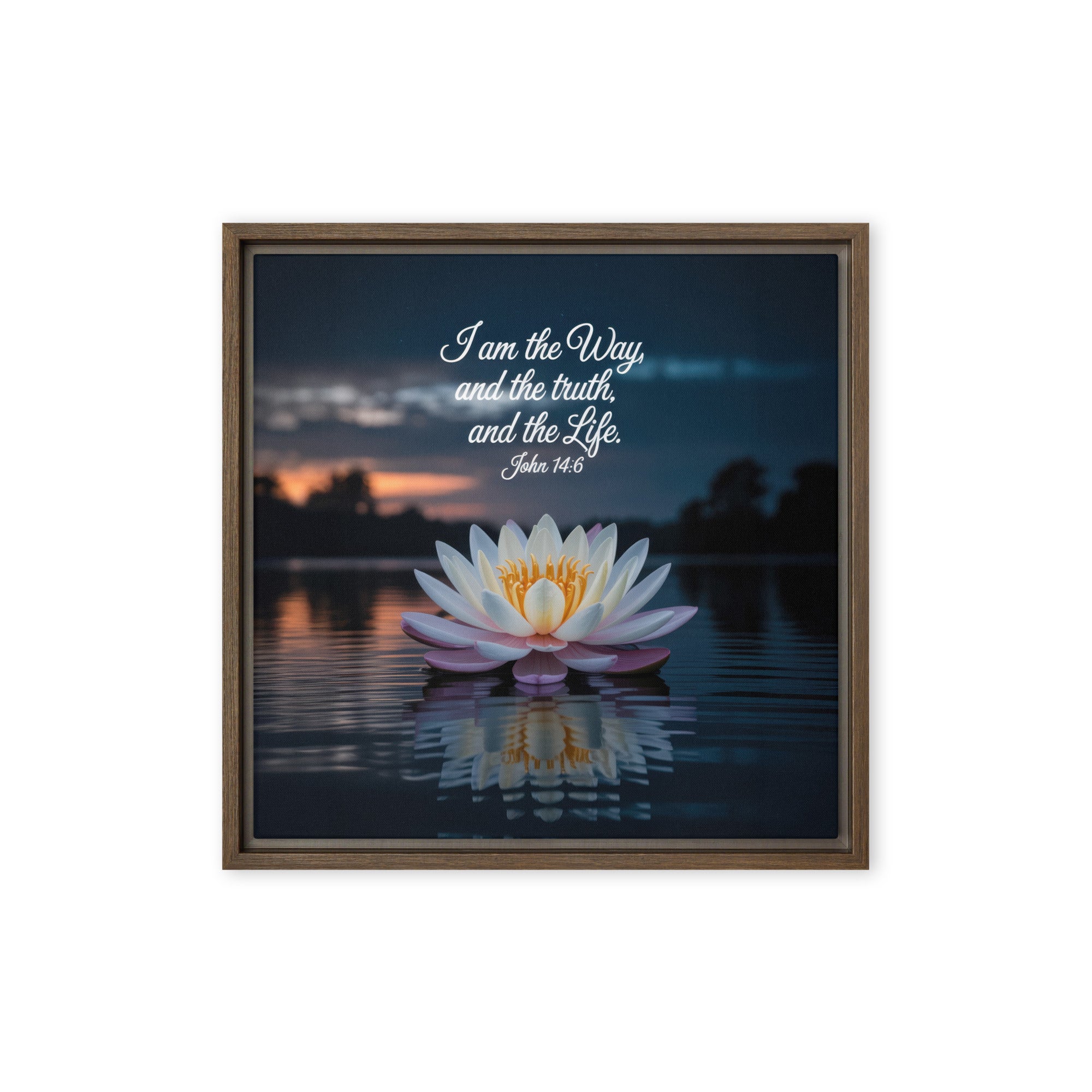 John 14:6 Bible Verse The Father Framed Canvas Brown 16″×16″