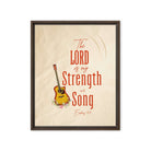 Exodus 15:2 Bible Verse, The LORD is my strength Framed Canvas Print Wall Art Brown 16″×20″