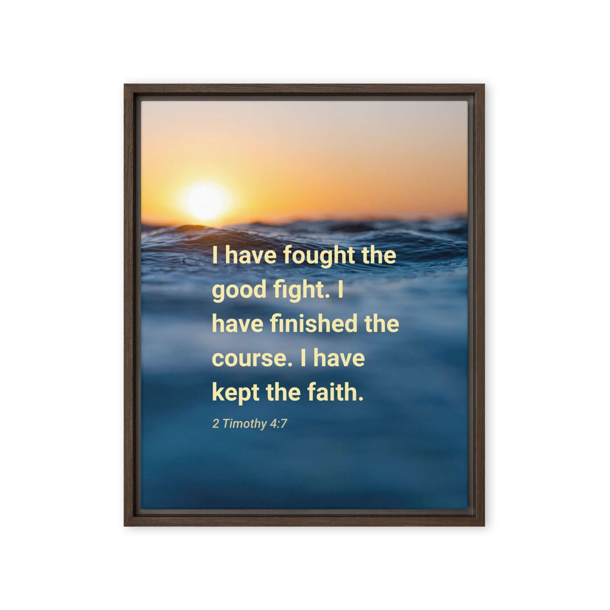 2 Timothy 4:7 Bible Verse, kept the faith Framed Canvas Print Wall Art Brown 16″×20″