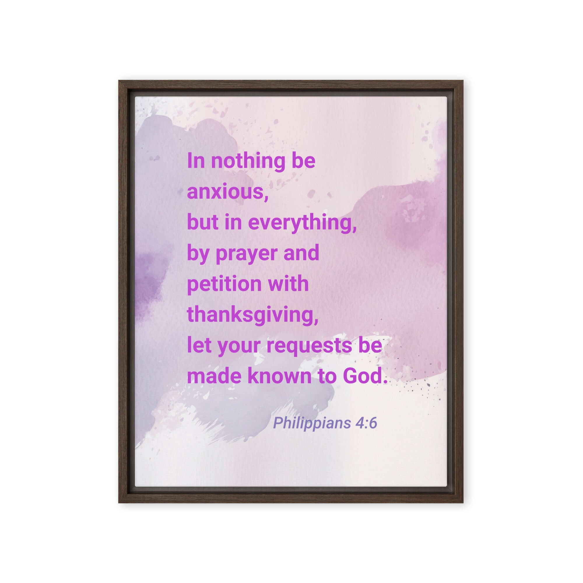 Philippians 4:6 Bible Verse, Prayer and Petition Framed Canvas Print Wall Art Brown 16″×20″