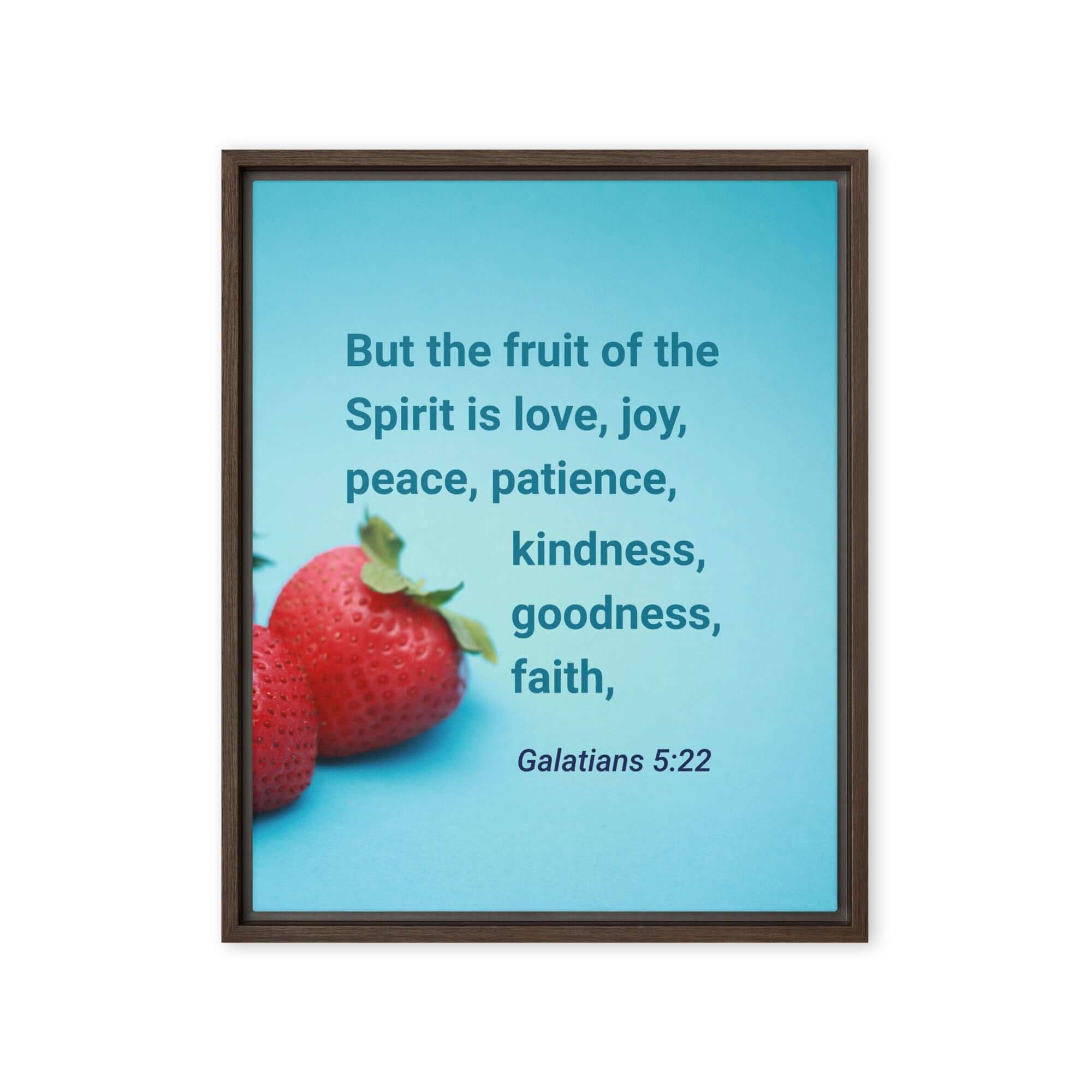Galatians 5:22 Bible Verse, fruit of the Spirit Framed Canvas Print Wall Art Brown 16″×20″