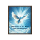 John 14:26 Bible Verse, Holy Spirit Dove Framed Canvas Print Wall Art Brown 16″×20″