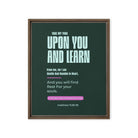 Matthew 11:29-30 Bible Verse, I am gentle Framed Canvas Print Wall Art Brown 16″×20″