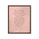 Revelation 21:4 Bible Verse, their eyes Framed Canvas Print Wall Art Brown 16″×20″