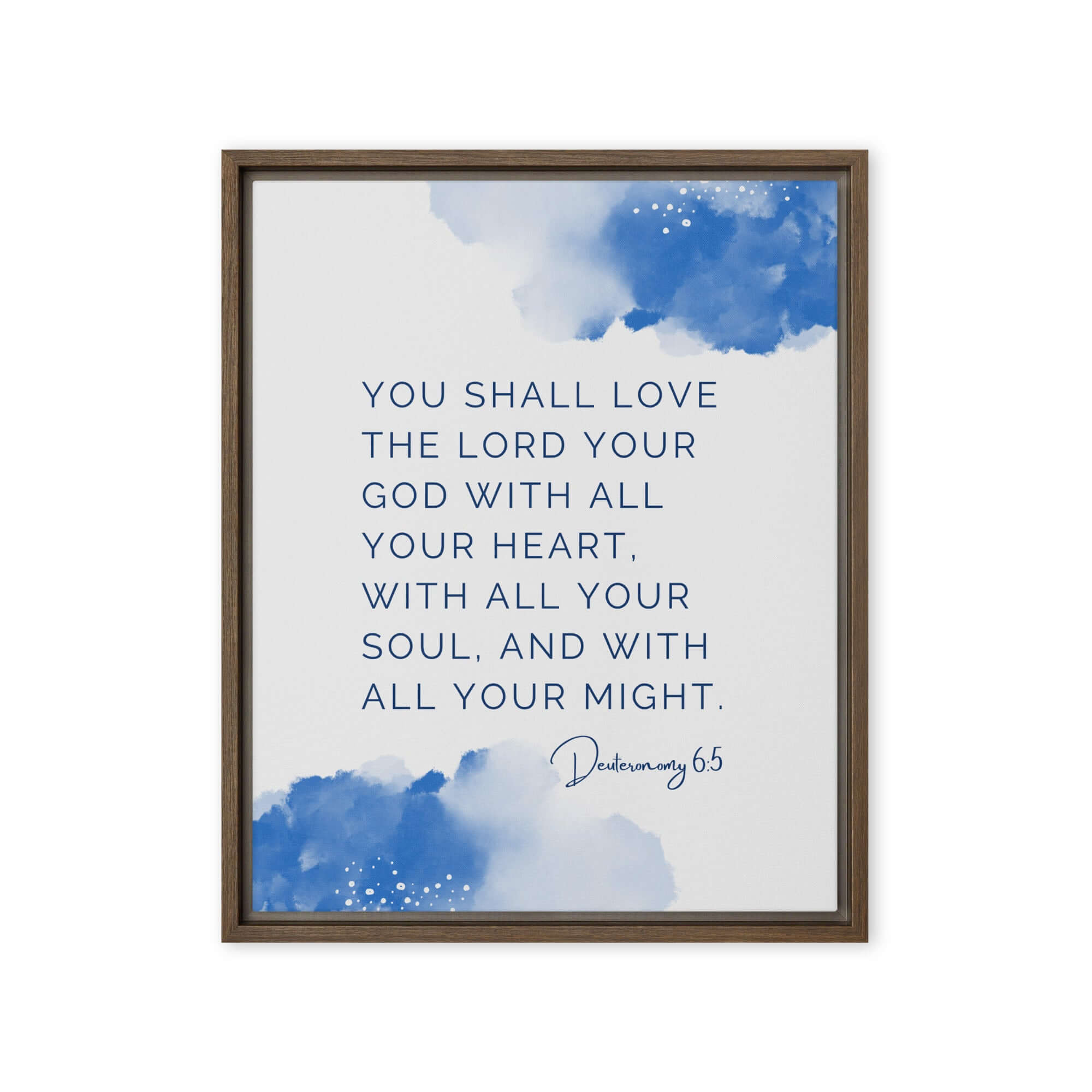 Deuteronomy 6:5 Bible Verse, your God Framed Canvas Print Wall Art Brown 16″×20″