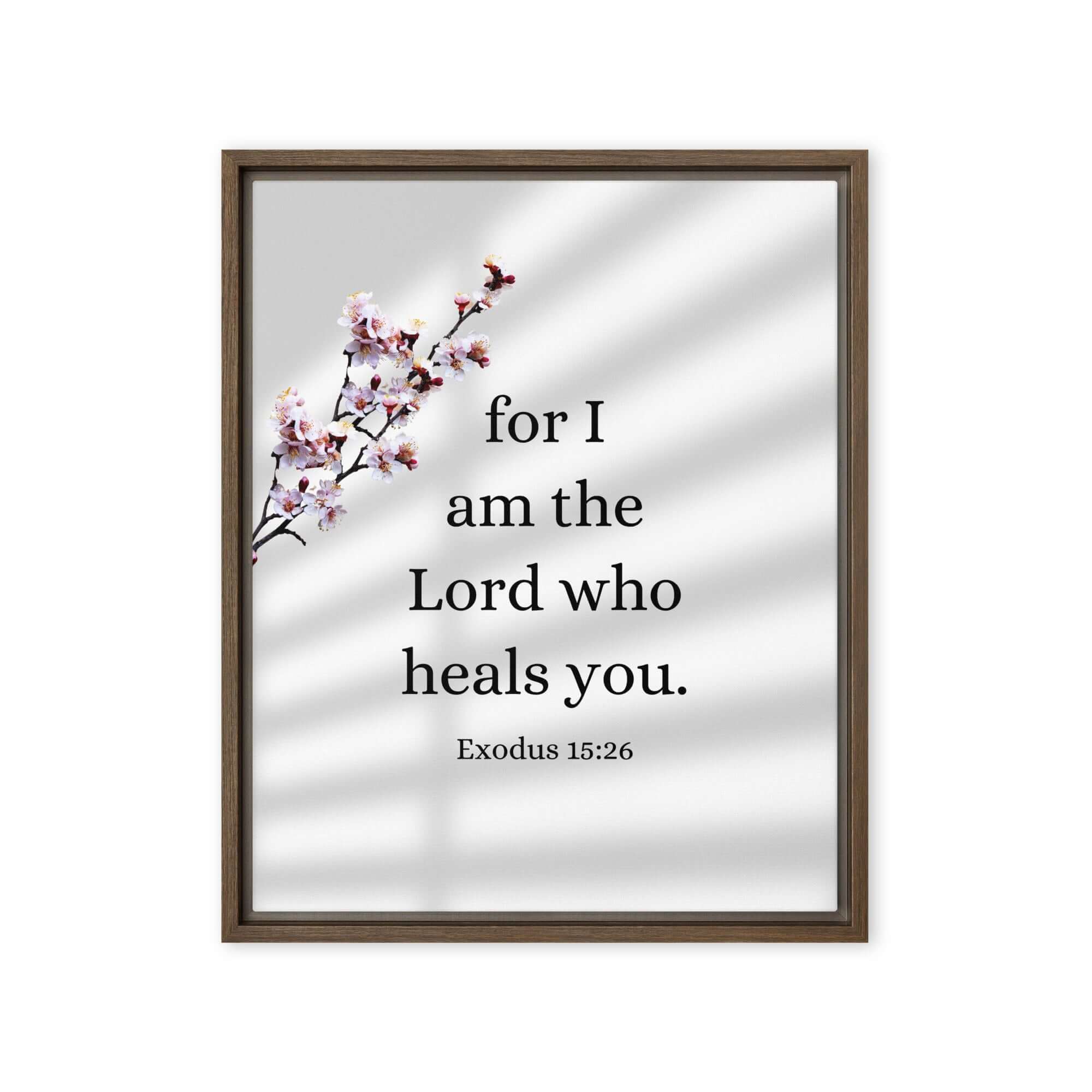 Exodus 15:26 Bible Verse, diligently listen Framed Canvas Print Wall Art Brown 16″×20″