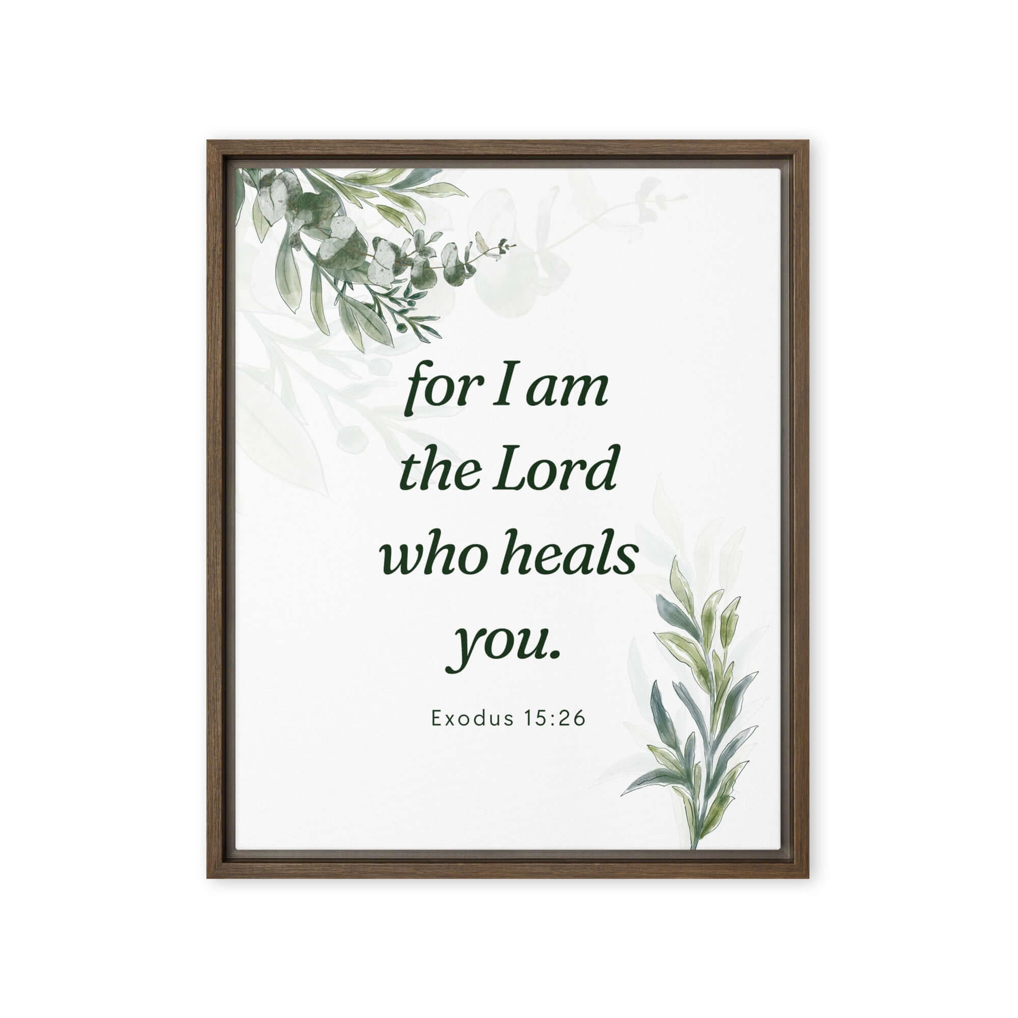 Exodus 15:26 Bible Verse, Gods voice Framed Canvas Print Wall Art Brown 16″×20″