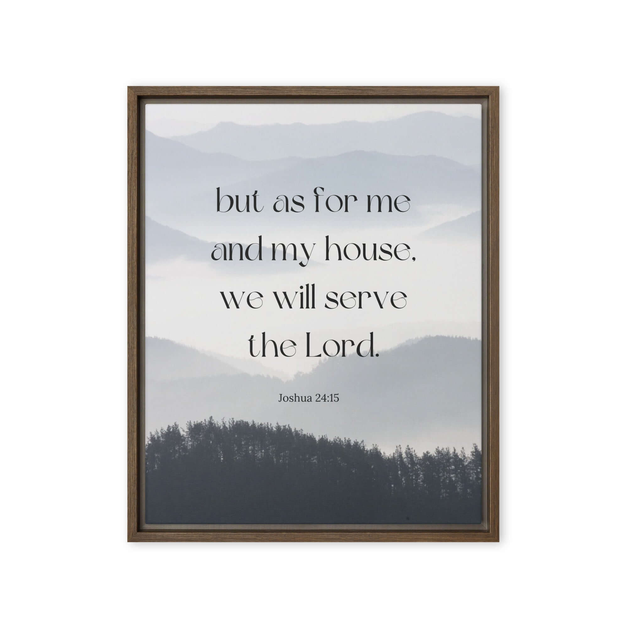 Joshua 24:15 Bible Verse, whom you Framed Canvas Print Wall Art Brown 16″×20″