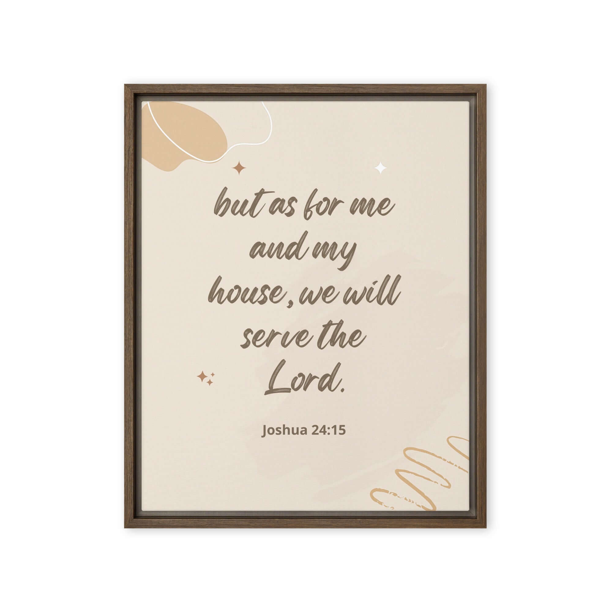 Joshua 24:15 Bible Verse, will serve Framed Canvas Print Wall Art Brown 16″×20″