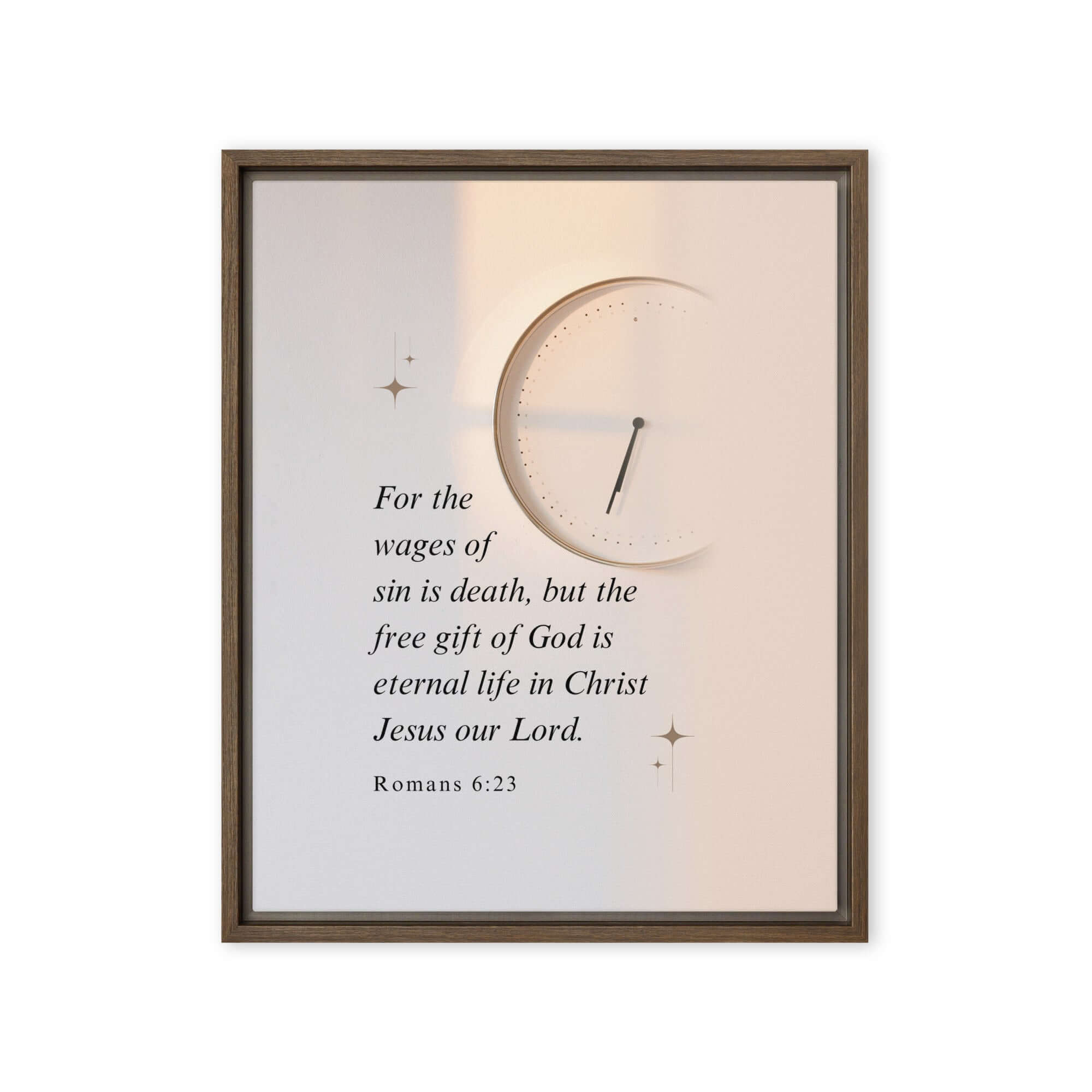 Romans 6:23 Bible Verse, our Lord Framed Canvas Print Wall Art Brown 16″×20″