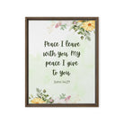 John 14:27 Bible Verse, My peace Framed Canvas Print Wall Art Brown 16″×20″