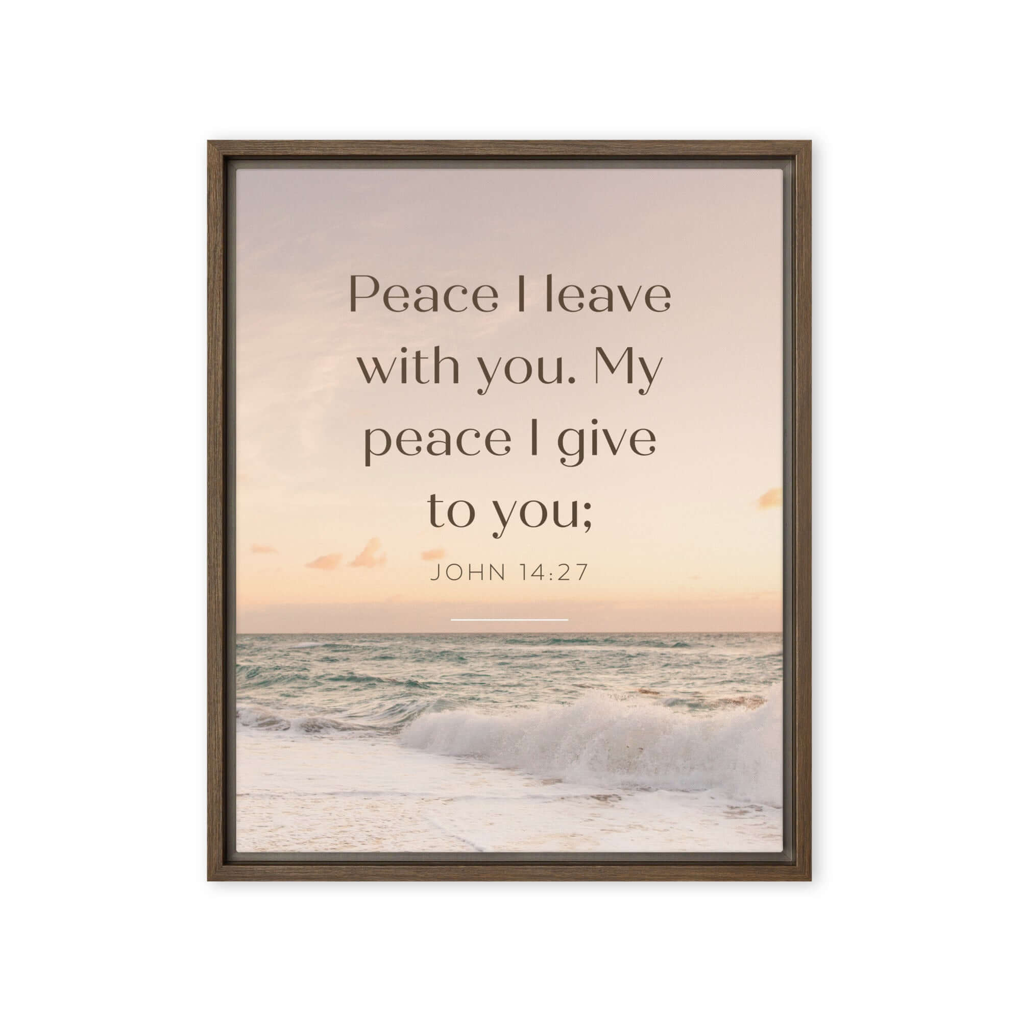 John 14:27 Bible Verse, not as the Framed Canvas Print Wall Art Brown 16″×20″