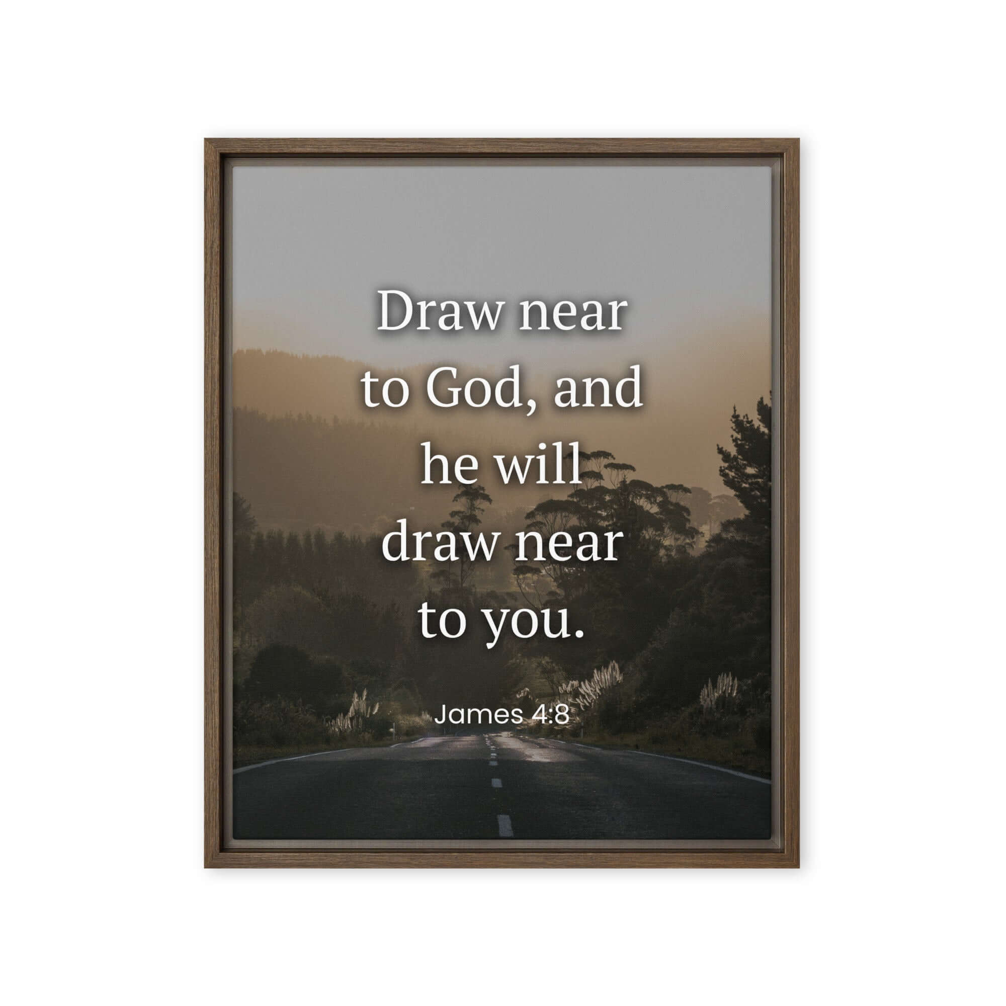 James 4:8 Bible Verse, Cleanse your Framed Canvas Print Wall Art Brown 16″×20″