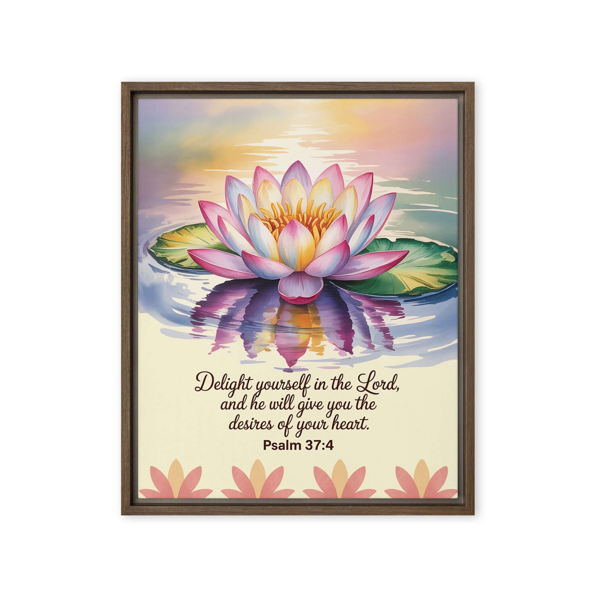 Psalm 37:4 Bible Verse, the Lord Framed Canvas Brown 16″×20″