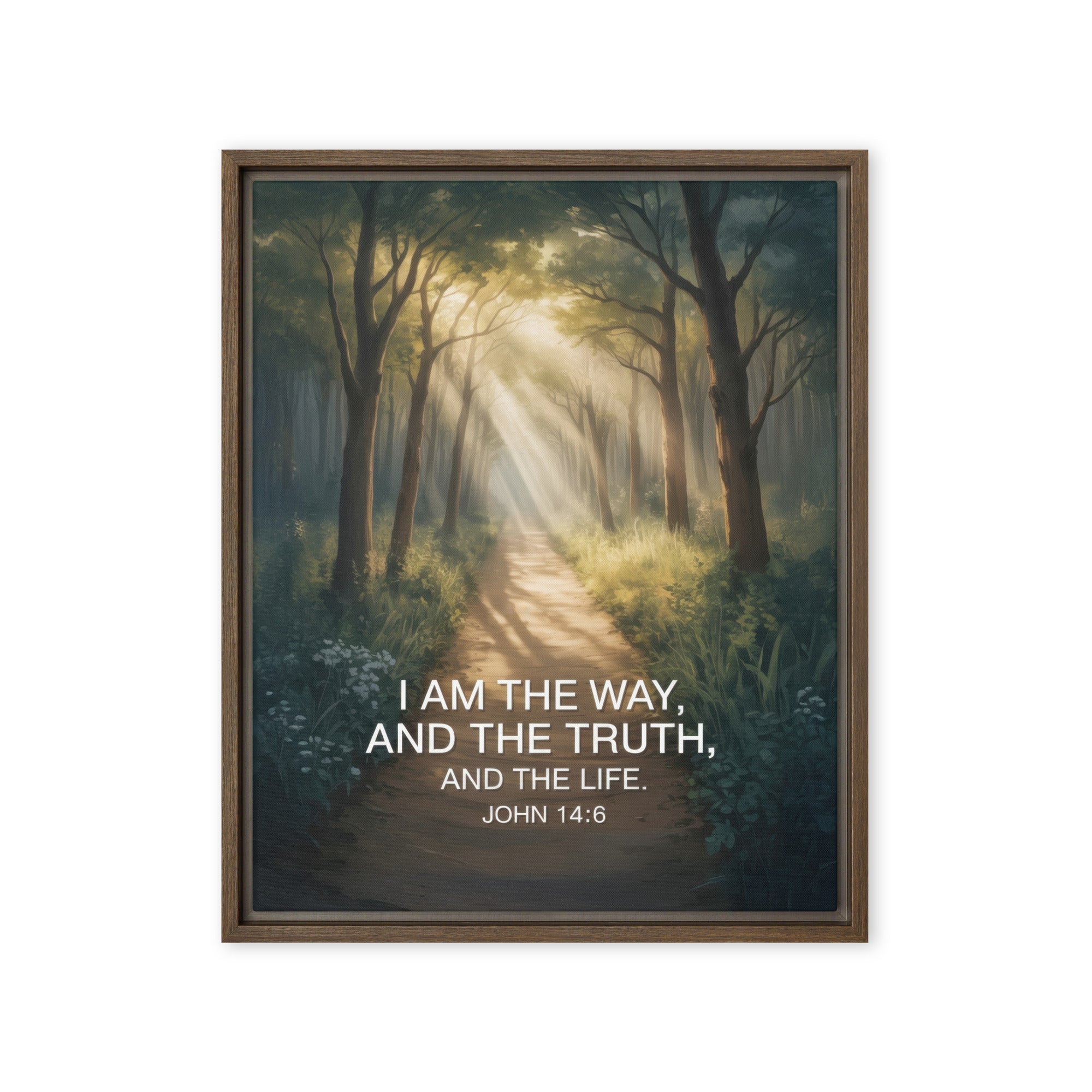 John 14:6 Bible Verse I Am Framed Canvas Brown 16″×20″
