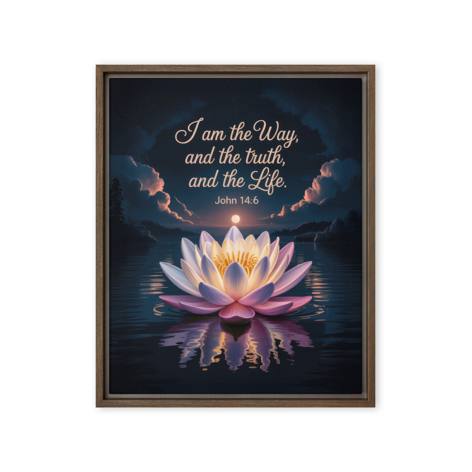 John 14:6 Bible Verse The Way Framed Canvas Brown 16″×20″