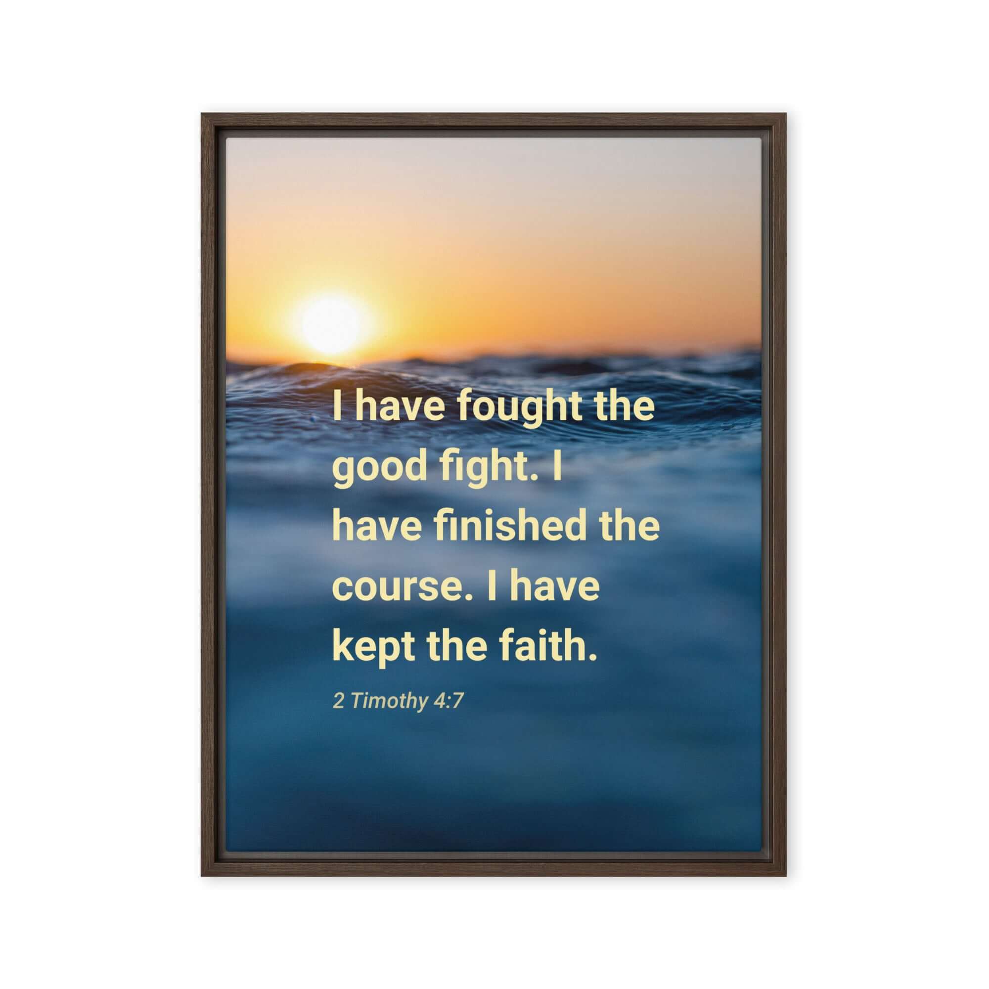 2 Timothy 4:7 Bible Verse, kept the faith Framed Canvas Print Wall Art Brown 18″×24″