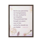 Isaiah 53:5 Bible Verse, by his wounds Framed Canvas Print Wall Art Brown 18″×24″
