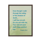 Psalm 23:4 Bible Verse, fear no evil Framed Canvas Print Wall Art Brown 18″×24″
