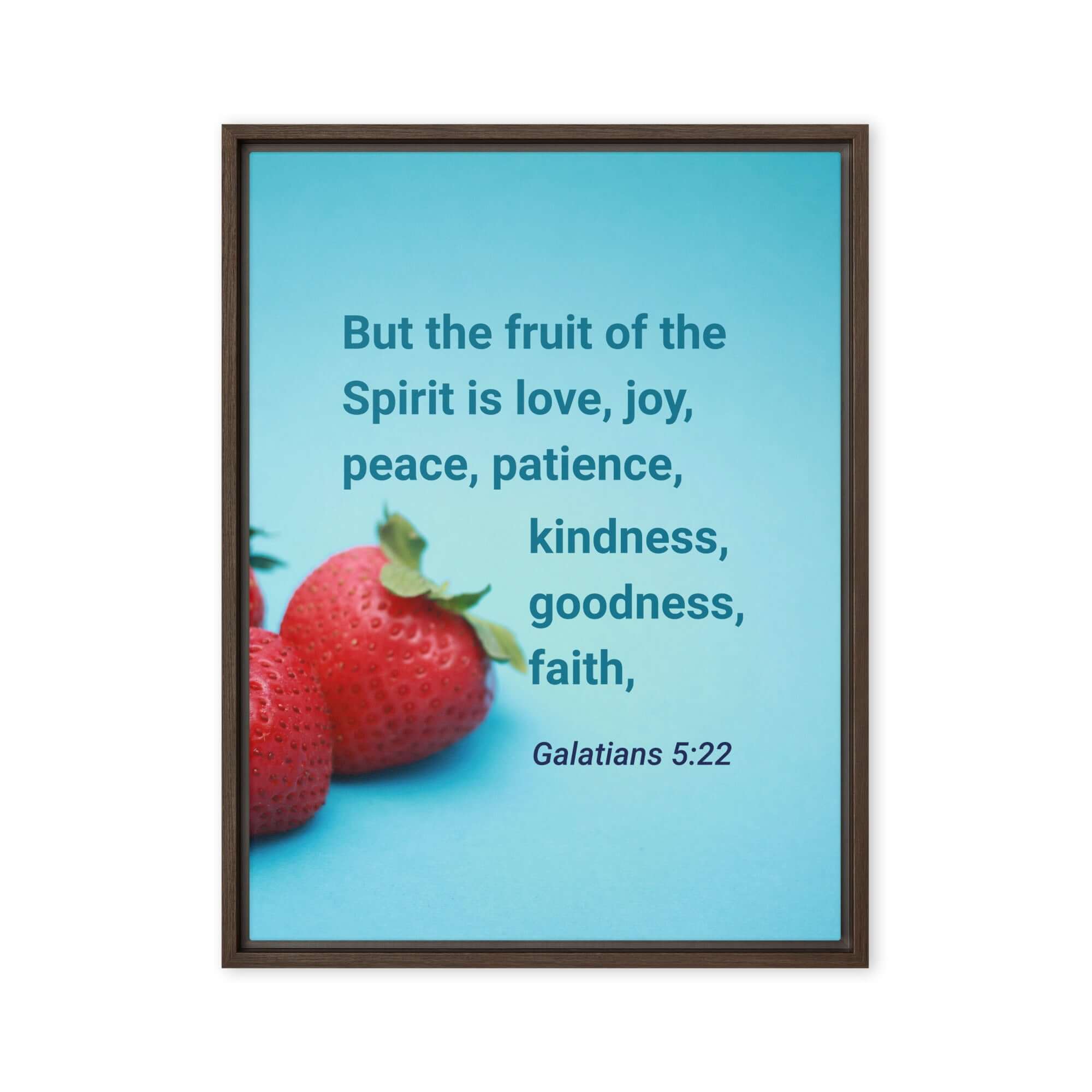 Galatians 5:22 Bible Verse, fruit of the Spirit Framed Canvas Print Wall Art Brown 18″×24″