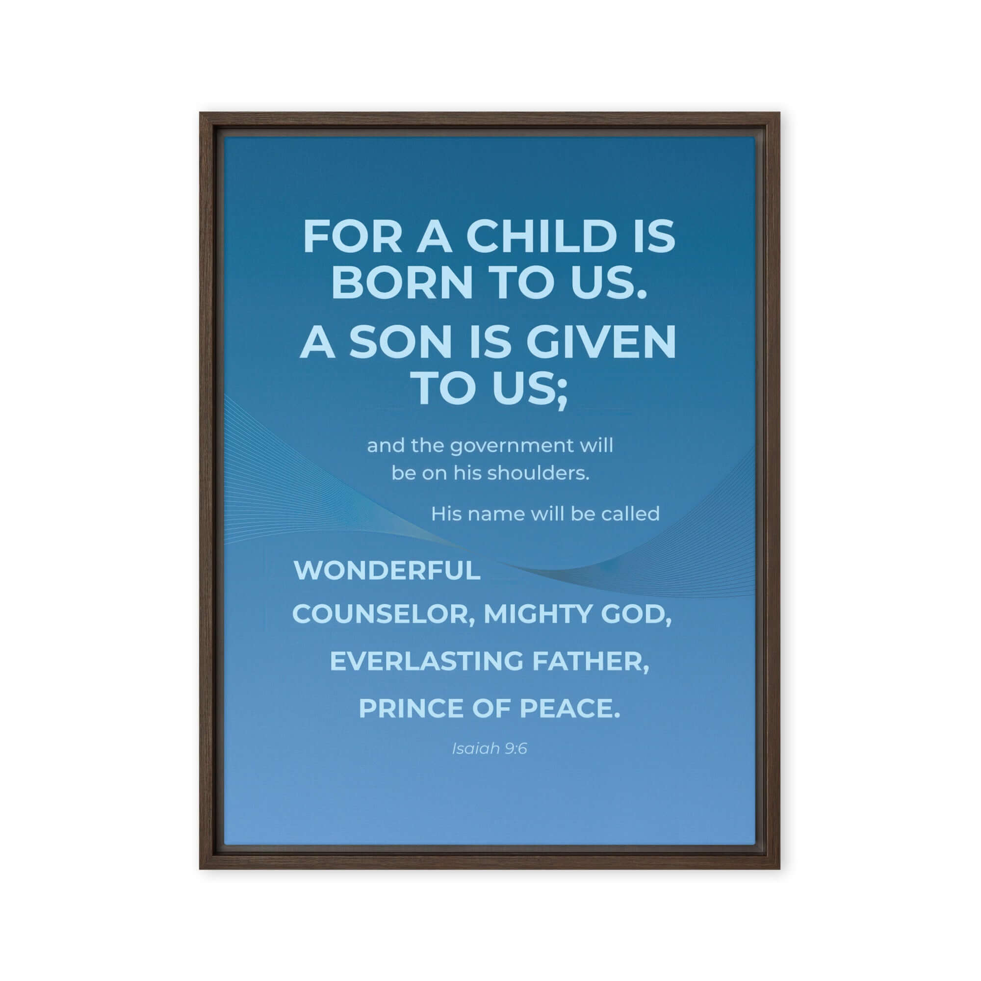Isaiah 9:6 Bible Verse, Everlasting Father Framed Canvas Print Wall Art Brown 18″×24″