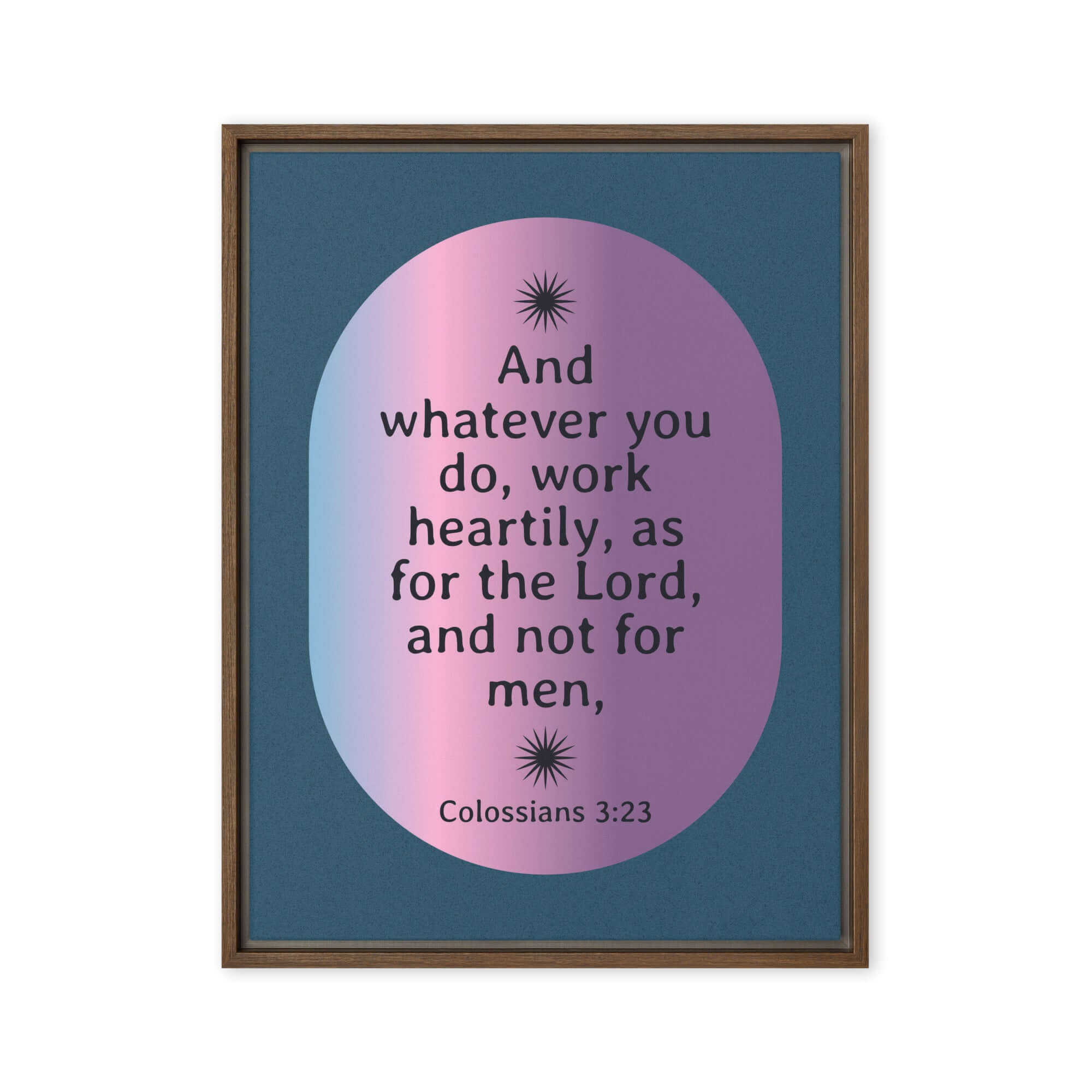 Colossians 3:23 Bible Verse, work heartily Framed Canvas Print Wall Art Brown 18″×24″