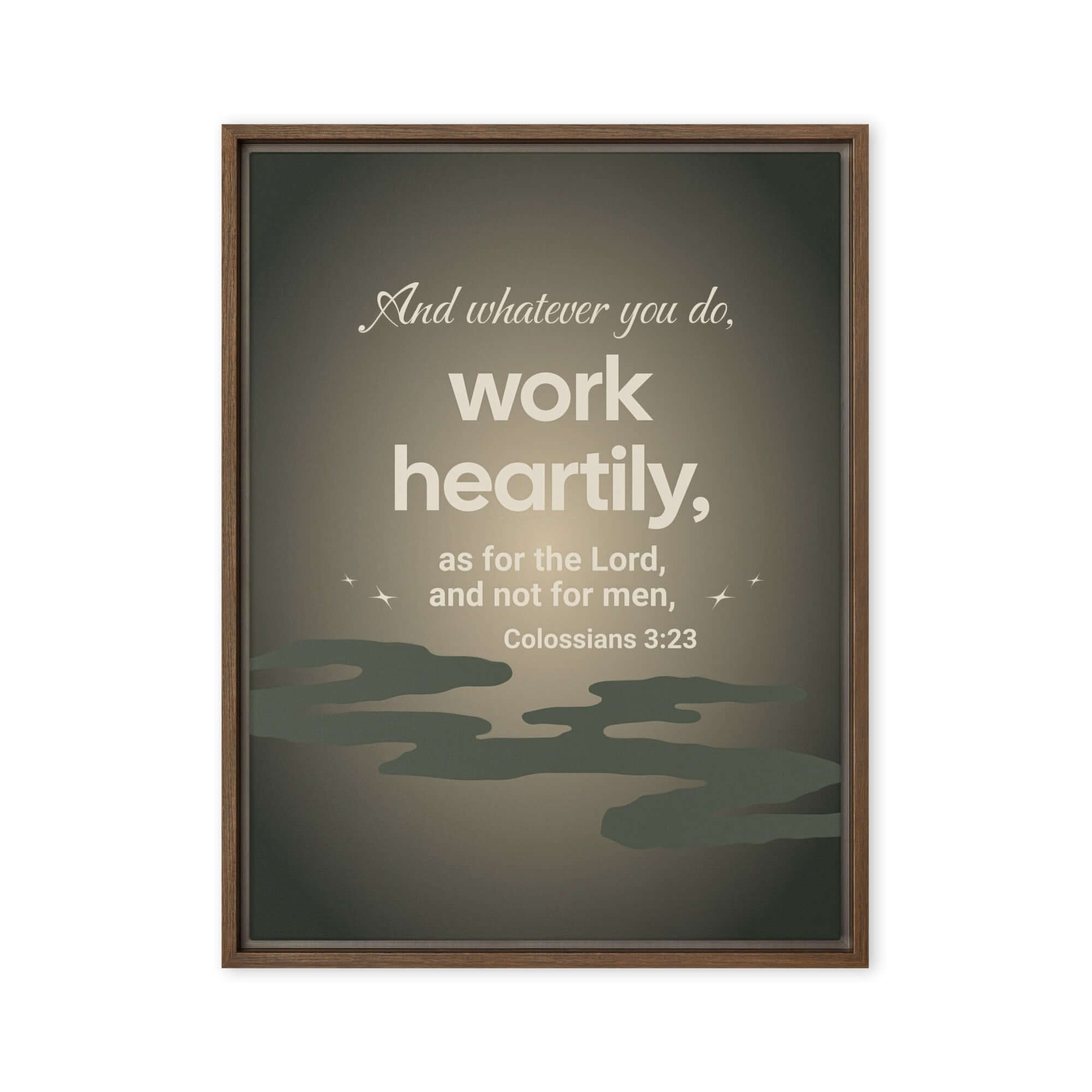 Colossians 3:23 Bible Verse, as for the Lord Framed Canvas Print Wall Art Brown 18″×24″