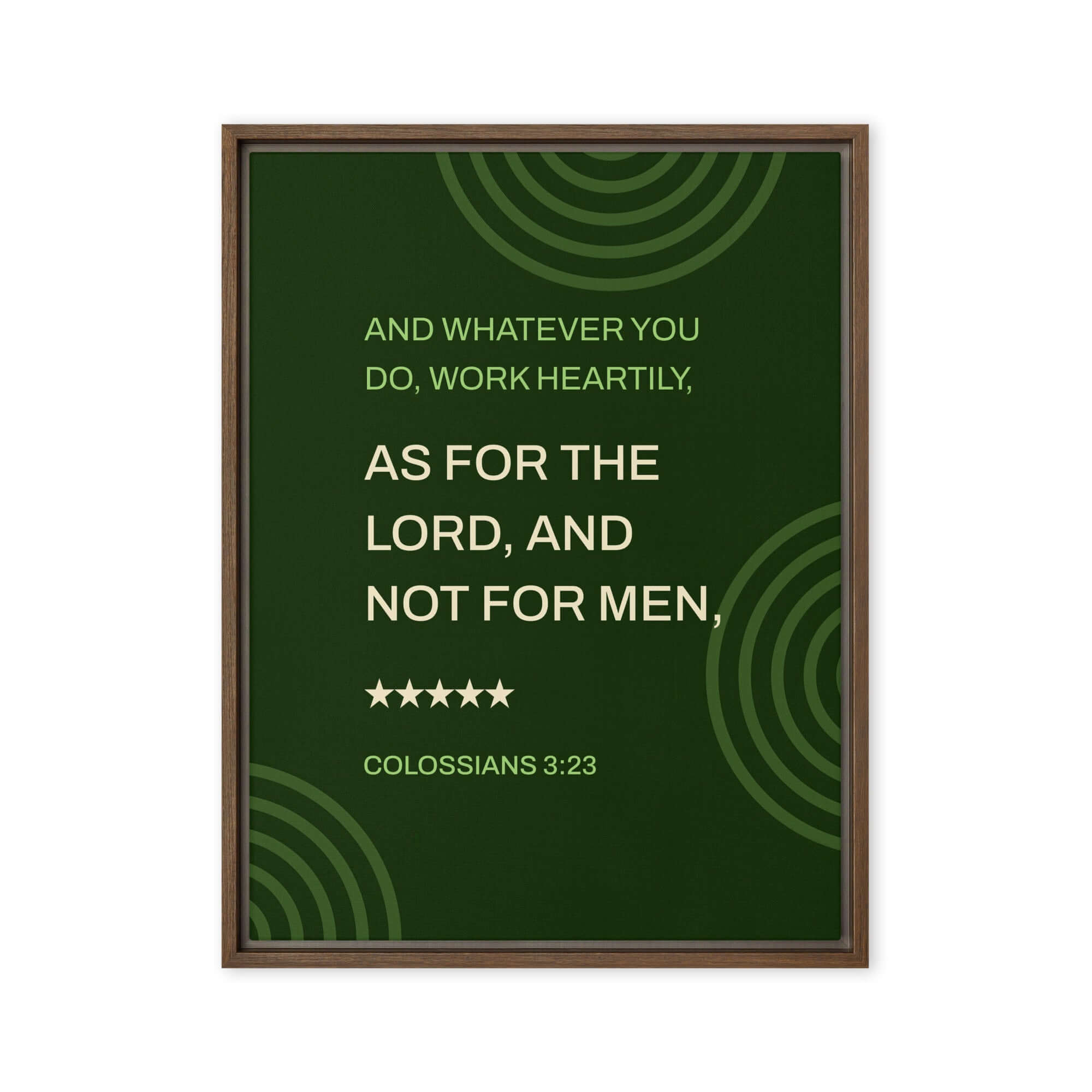 Colossians 3:23 Bible Verse, not for men Framed Canvas Print Wall Art Brown 18″×24″