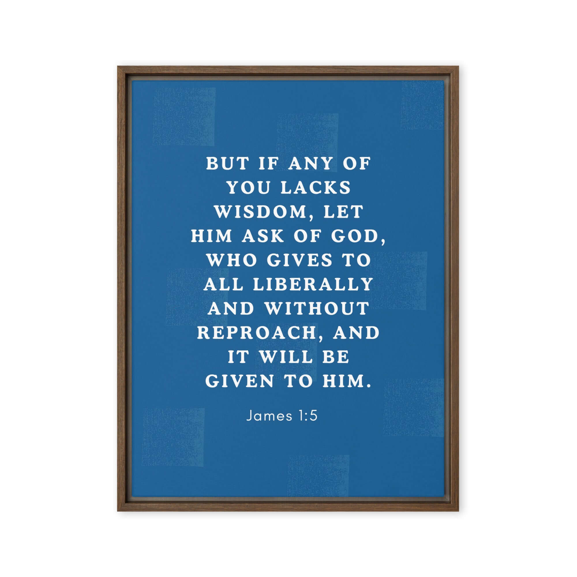 James 1:5 Bible Verse, gives to all Framed Canvas Print Wall Art Brown 18″×24″